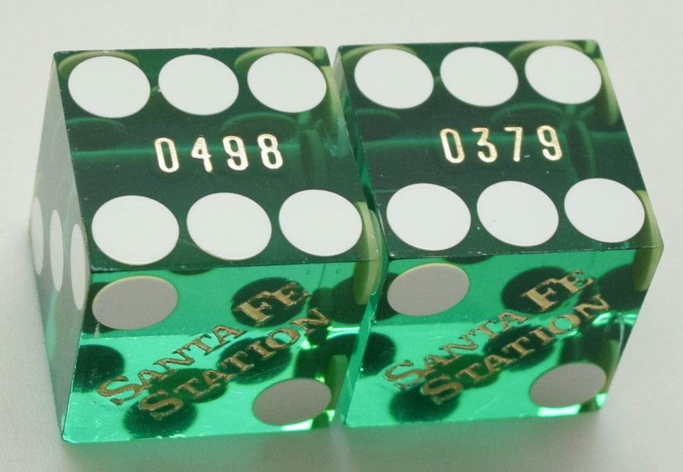 Santa Fe Station Casino Las Vegas Green Used Pair of Dice