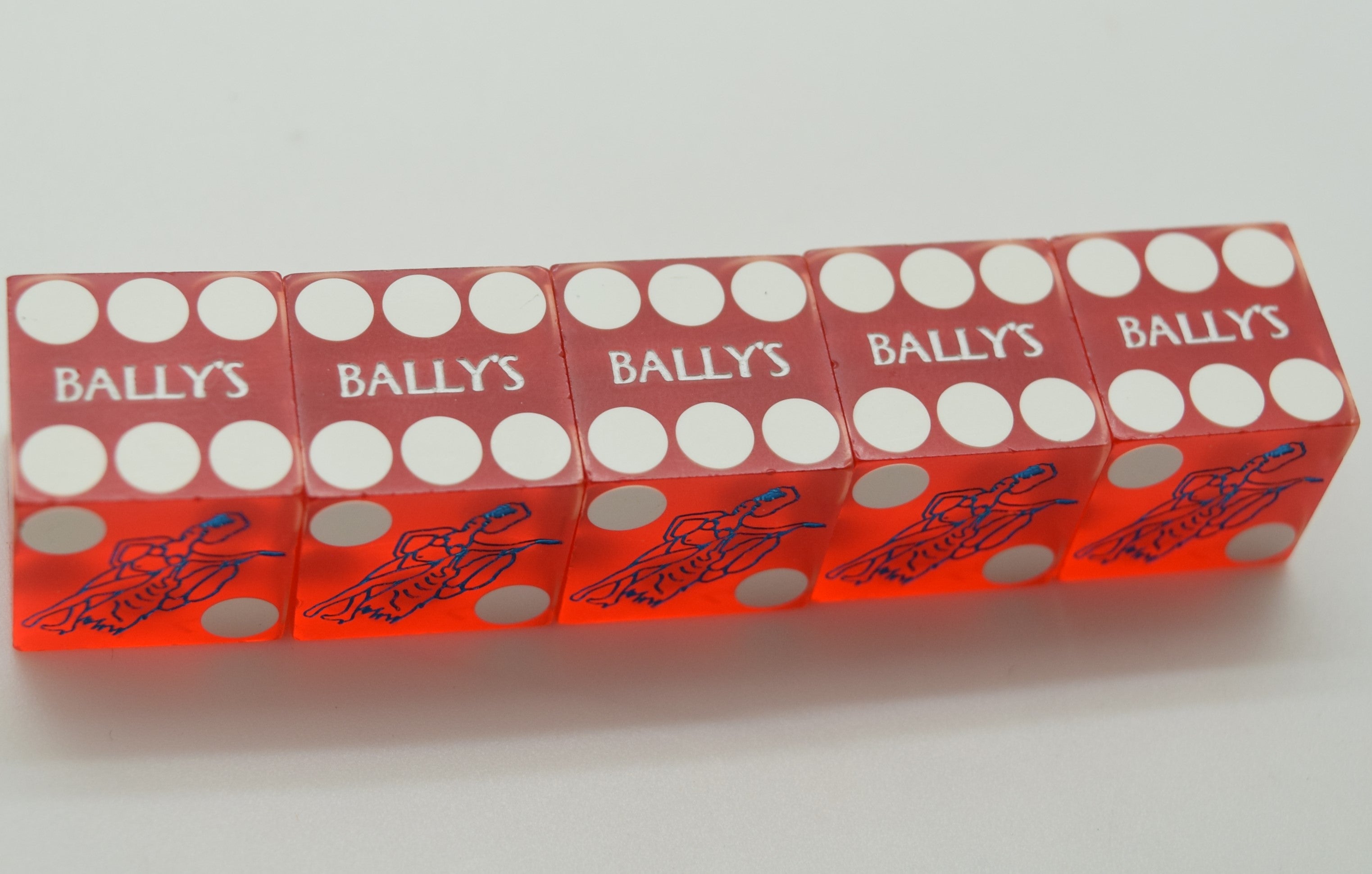 Bally's Casino Stick of 5 Used Matching Red Dice Las Vegas Nevada