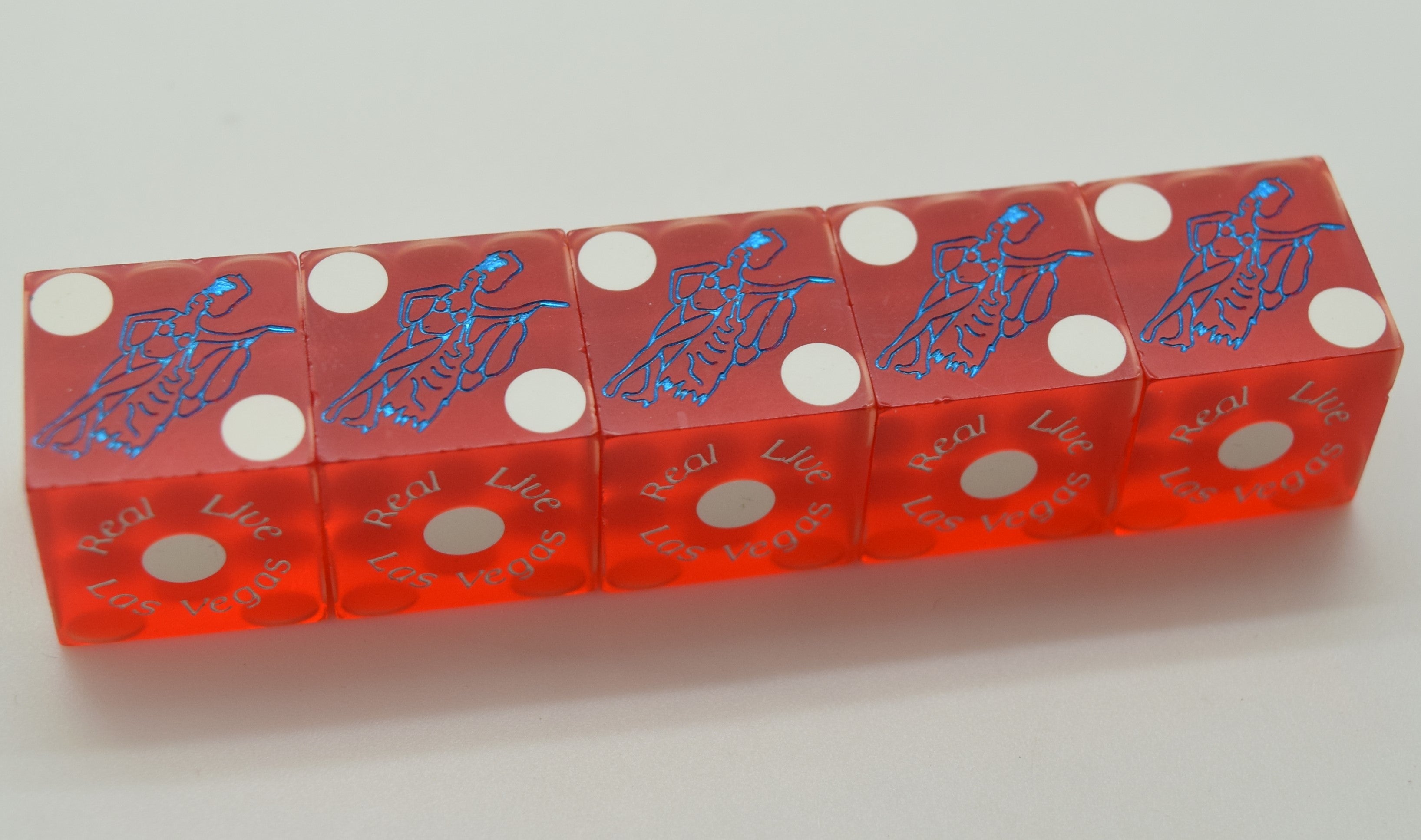 Bally's Casino Stick of 5 Used Matching Red Dice Las Vegas Nevada