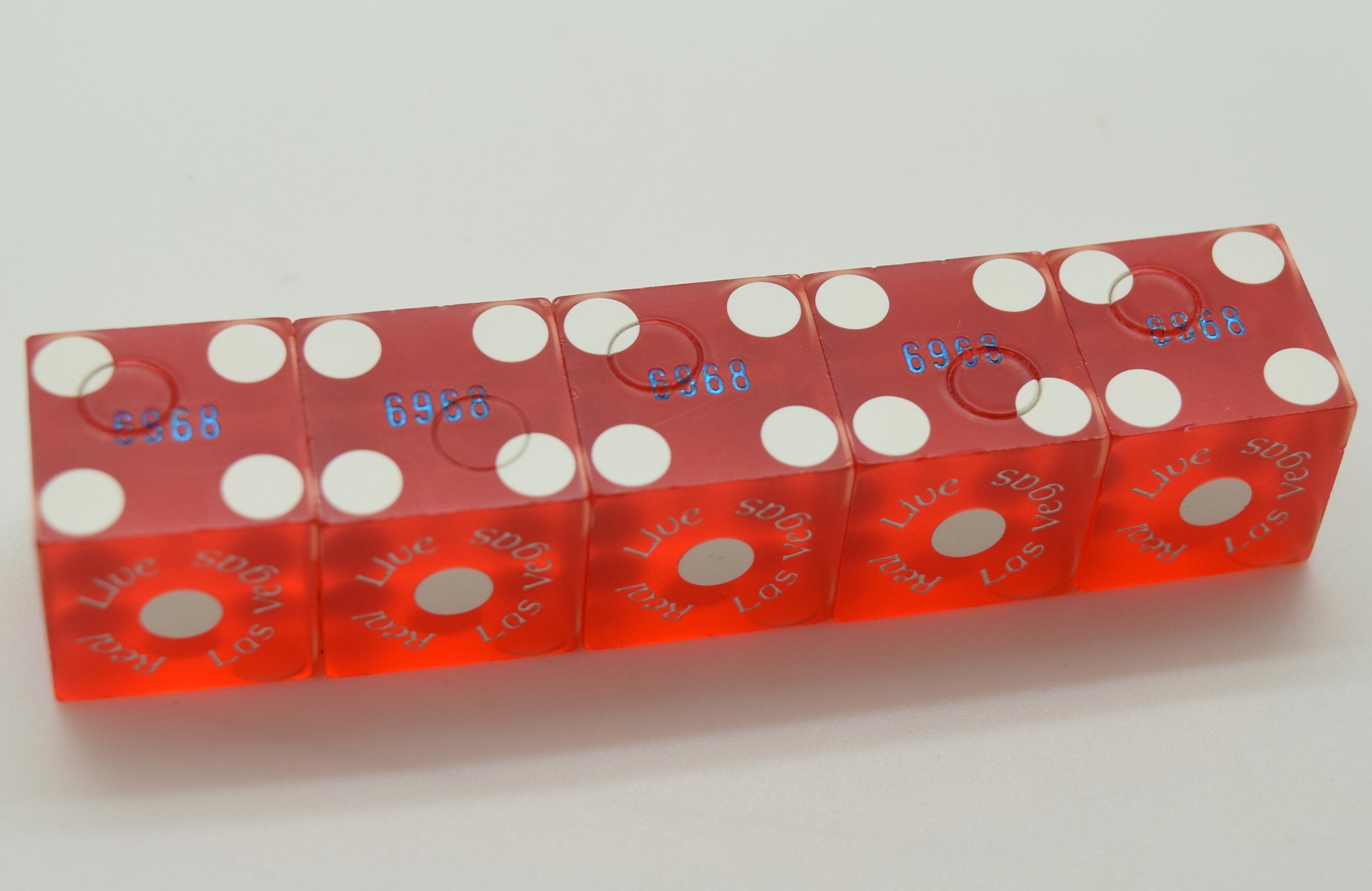 Bally's Casino Stick of 5 Used Matching Red Dice Las Vegas Nevada