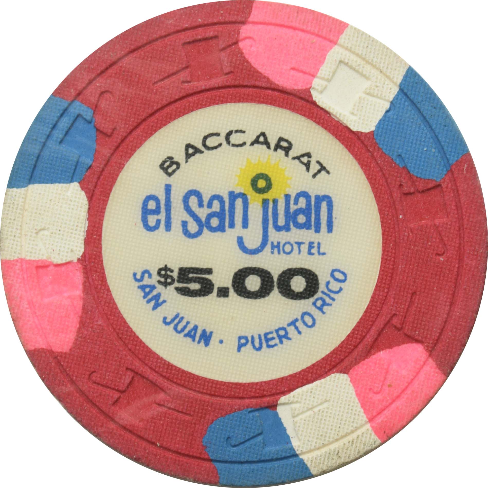 El San Juan Hotel Casino Isla Verde Puerto Rico $5 Baccarat Chip