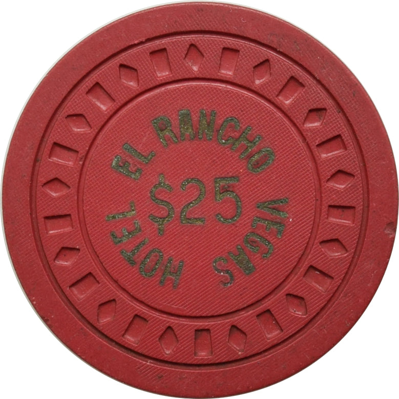 El Rancho Hotel Vegas Casino Las Vegas Nevada $25 Chip 1944
