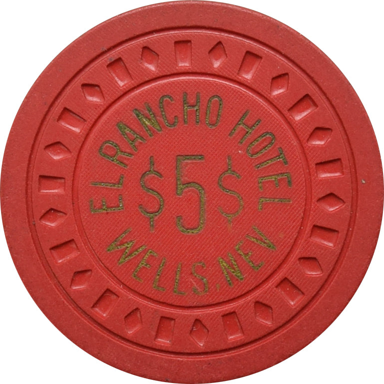 El Rancho Hotel Casino $5 Chip Wells Nevada 1966