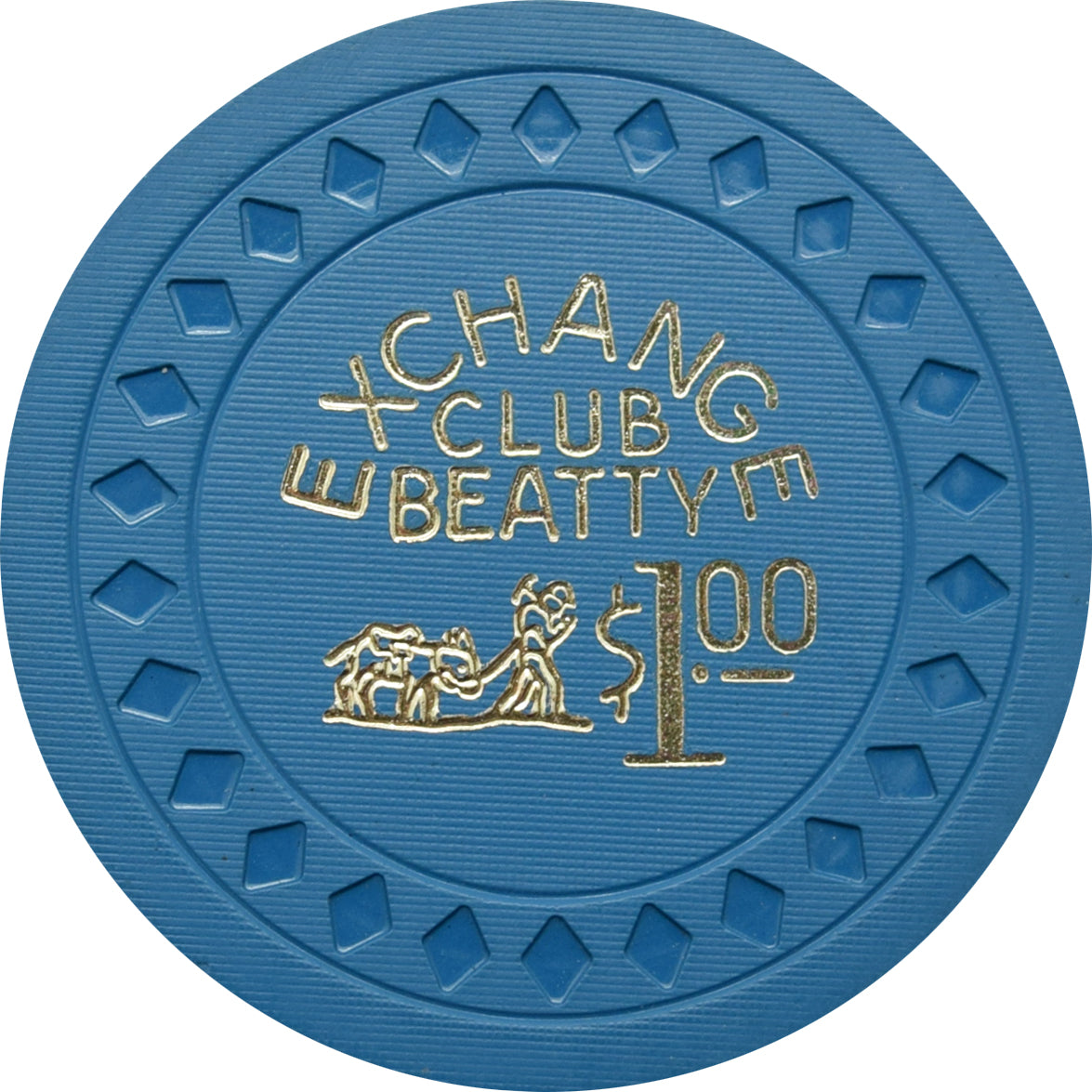 Exchange Club Casino Beatty Nevada $1 Chip 1954 Good Hotstamp