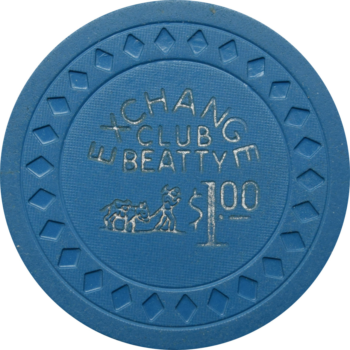 Exchange Club Casino Beatty Nevada $1 Chip 1954 Worn Hotstamp