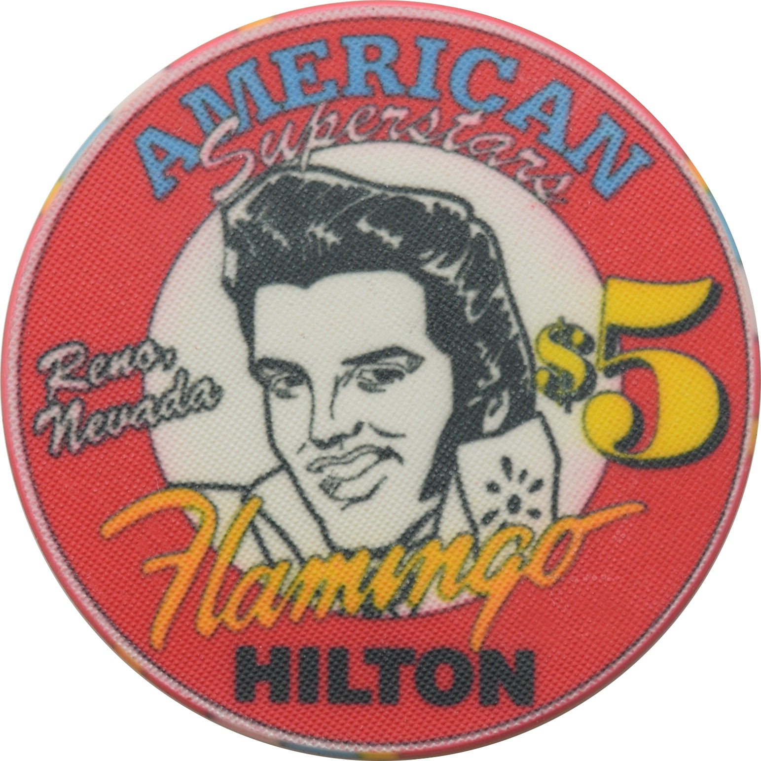 Flamingo Hilton Casino Reno Nevada $5 American Superstars Elvis Chip 1994