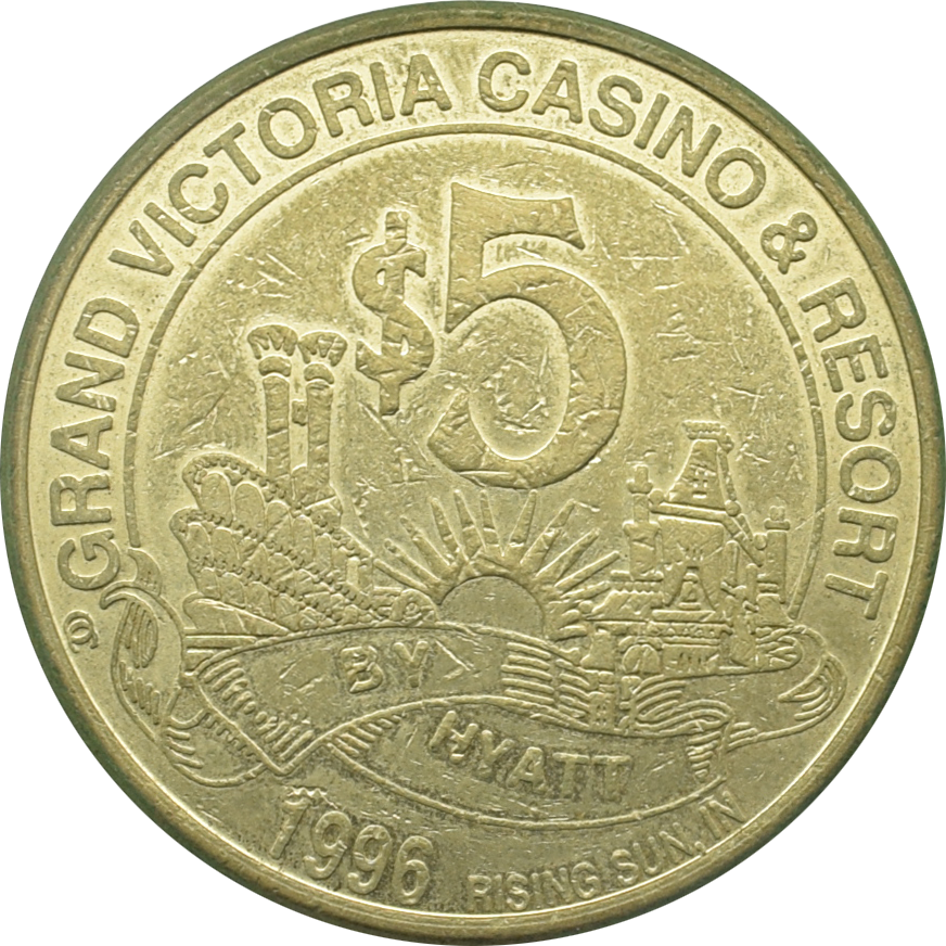 Grand Victoria Casino Rising Sun Indiana $5 Token 1996