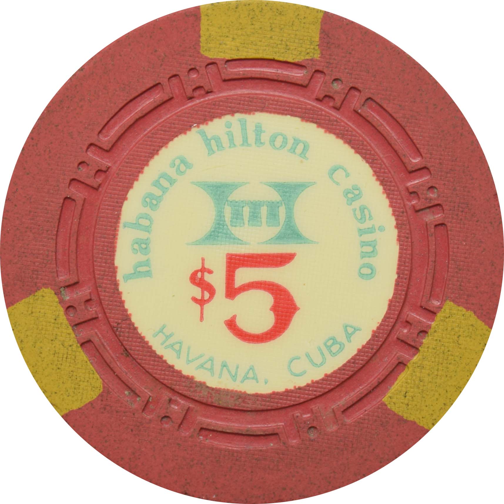 Habana Hilton Casino Havana Cuba $5 Red Chip