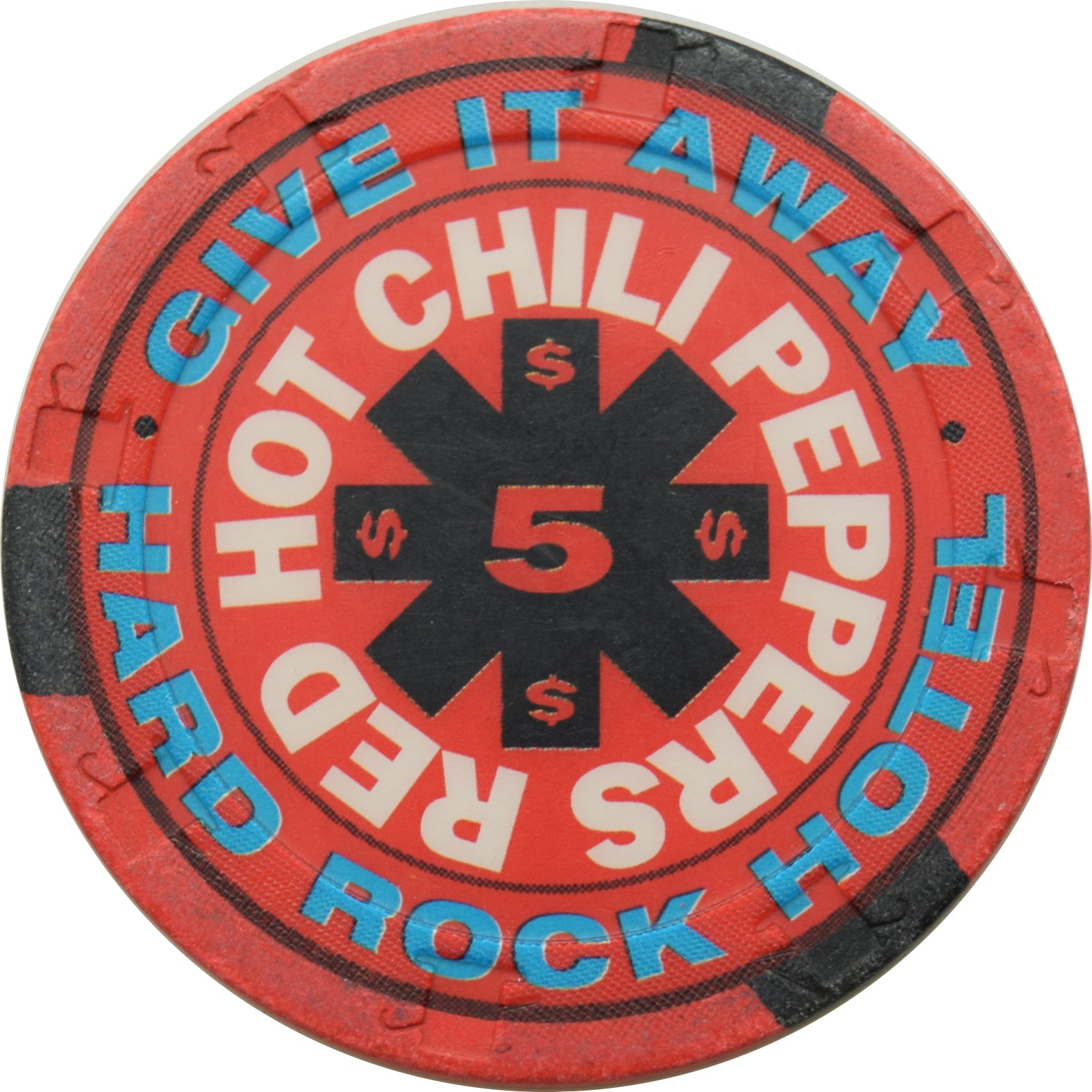 Hard Rock Casino Las Vegas Nevada $5 Chip Red Hot Chili Peppers 1995