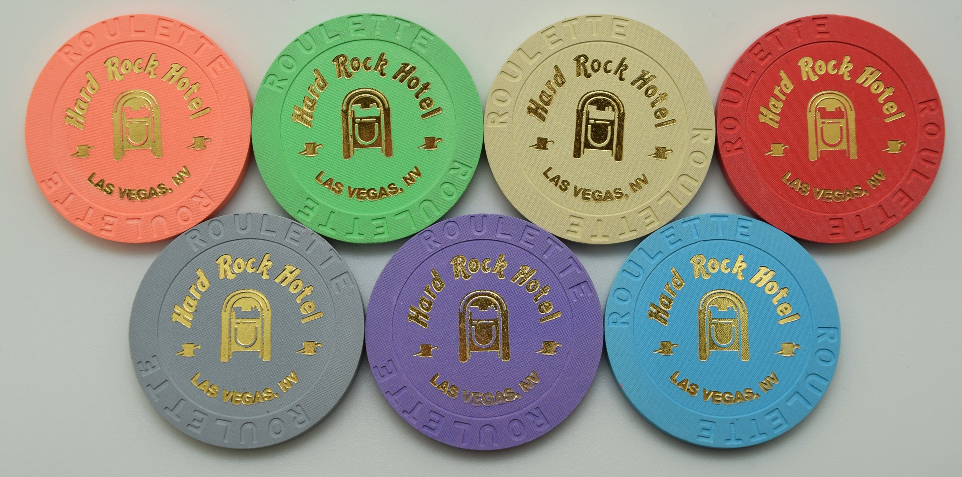 Hard Rock Casino Las Vegas Nevada Jukebox Roulette Chip Set 2005