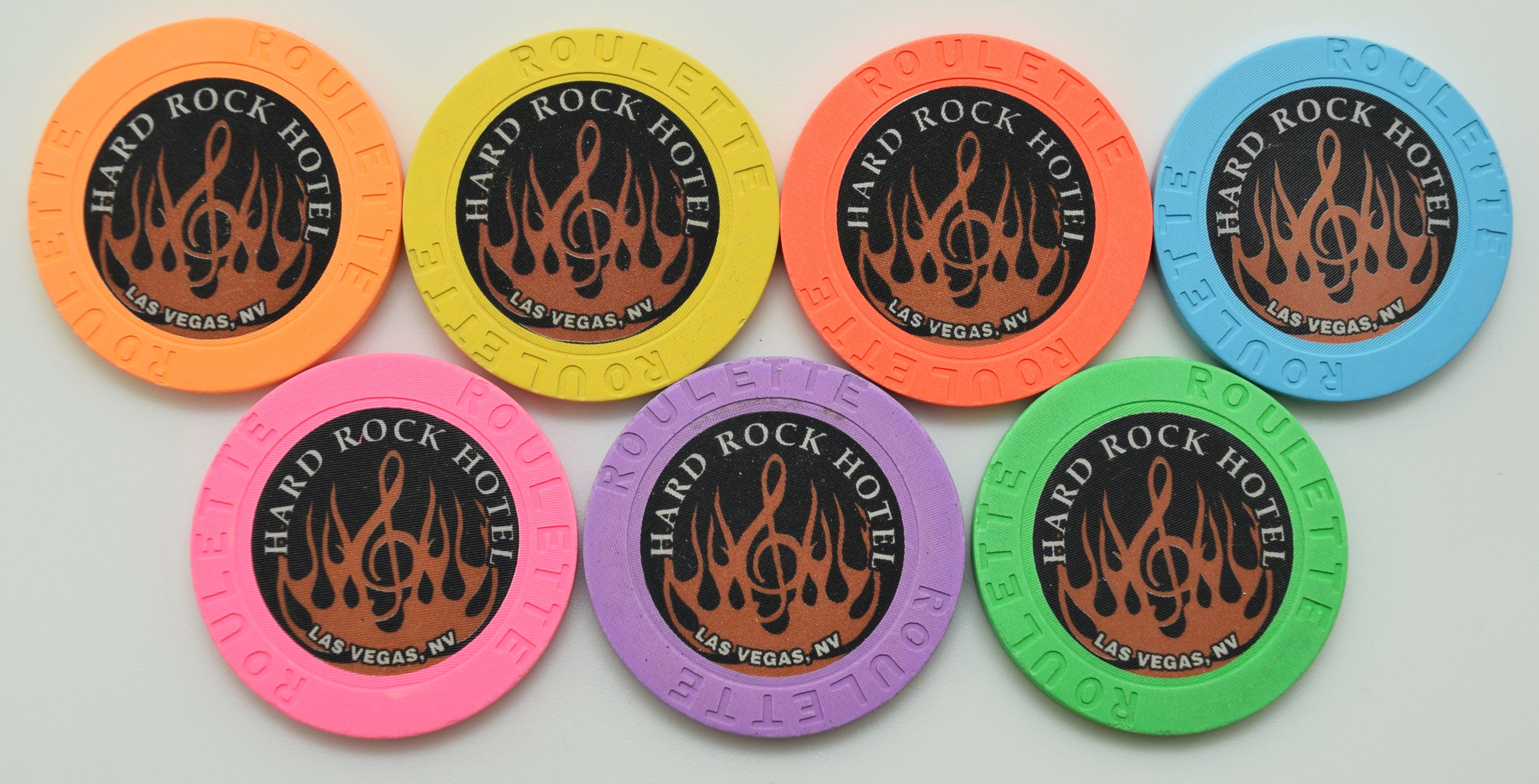Hard Rock Casino Las Vegas Nevada Gold Flame Roulette Chip Set 2000