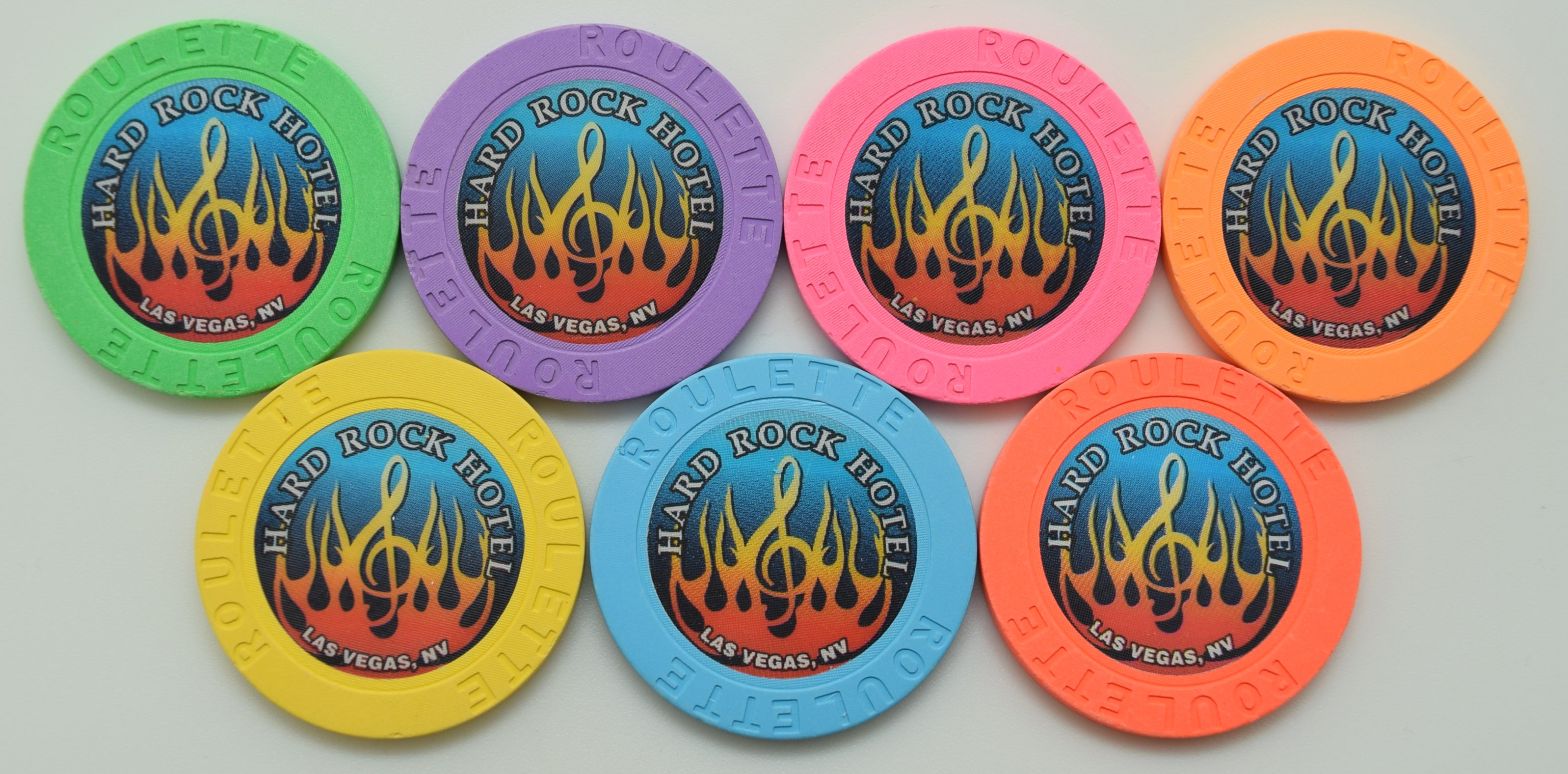 Hard Rock Casino Las Vegas Nevada Orange Flame Roulette Chip Set 2000