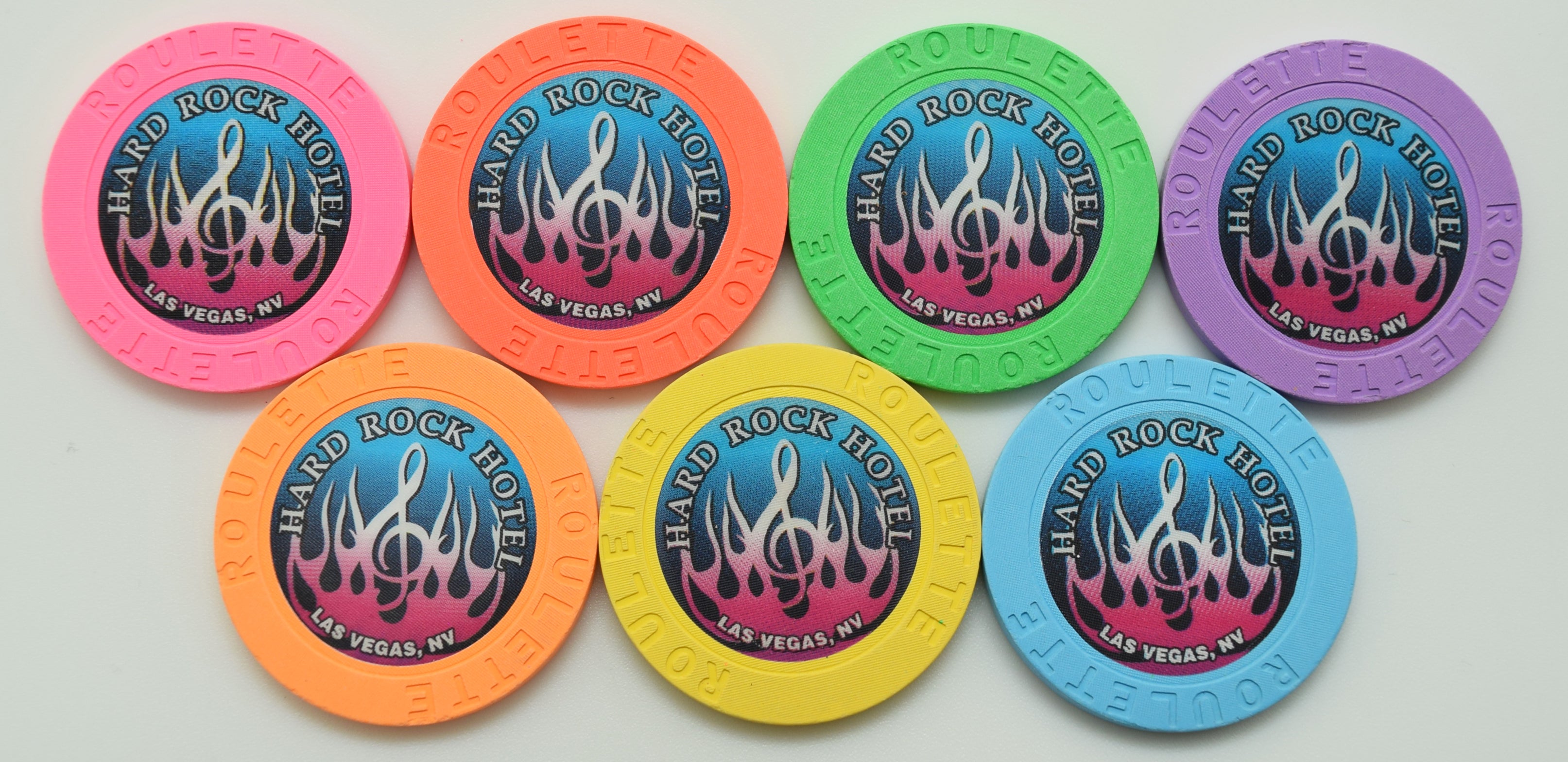 Hard Rock Casino Las Vegas Nevada Purple Flame Roulette Chip Set 2000
