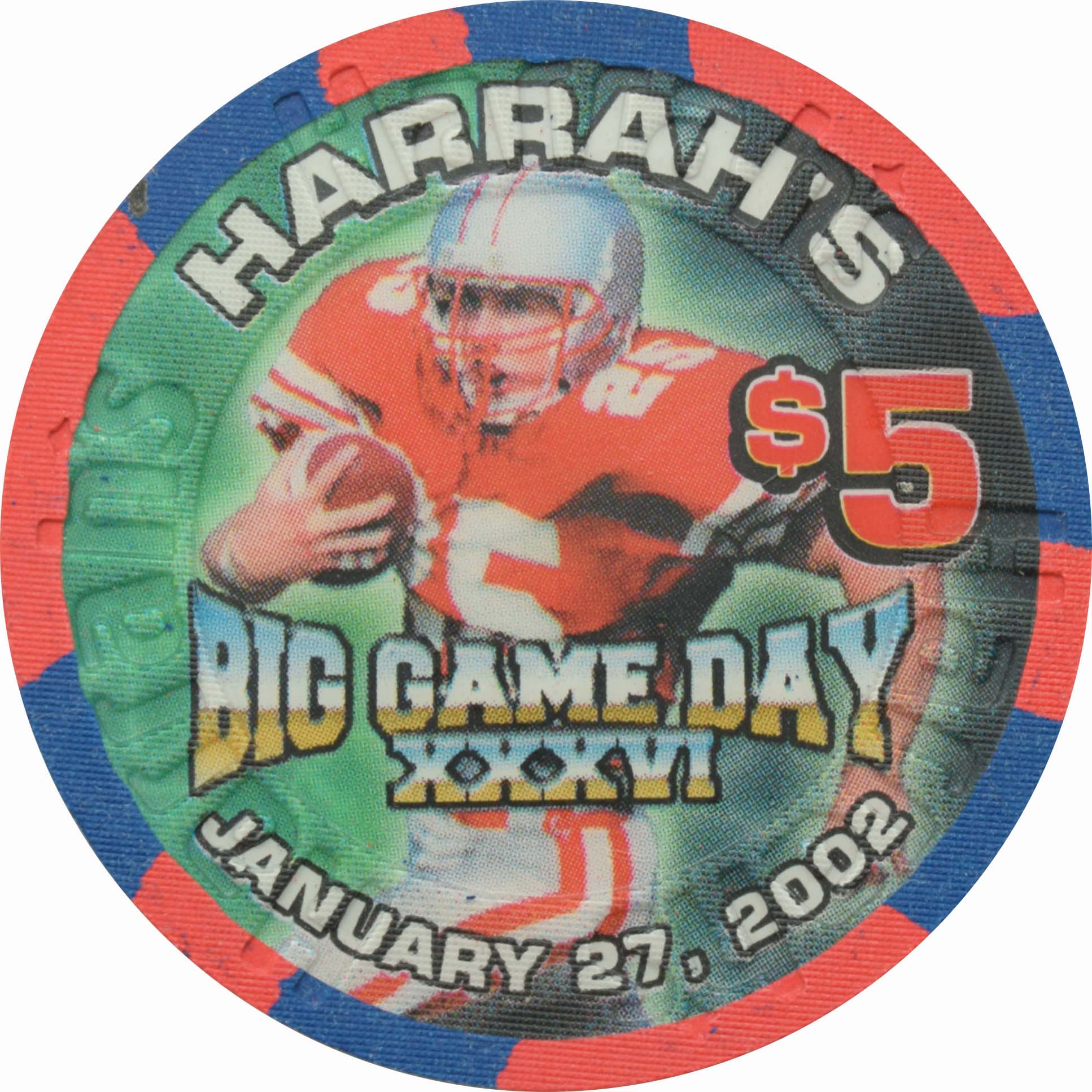 Harrah's Casino Las Vegas Nevada $5 Big Game Day Player Chip 2002