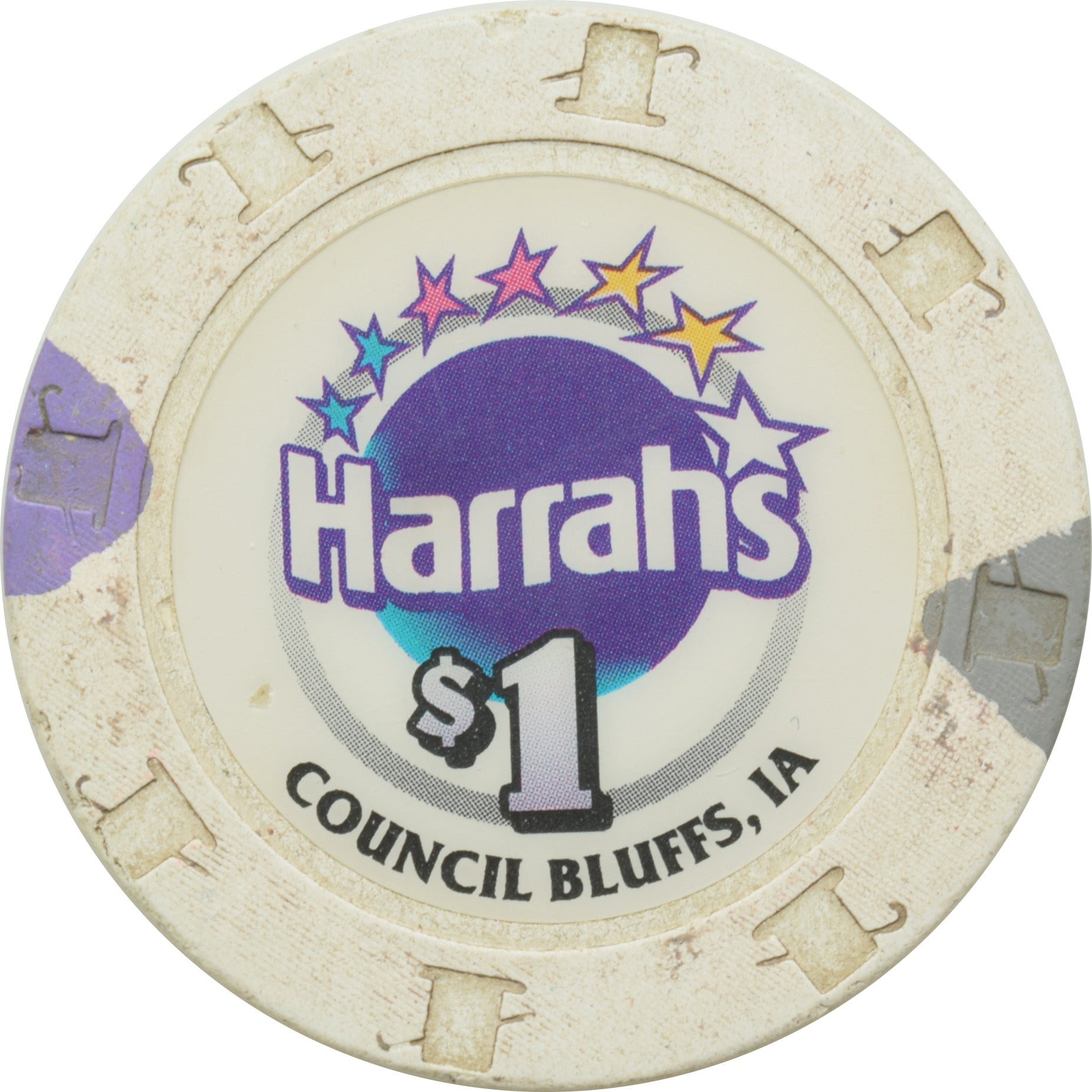 Harrah's Casino Council Bluffs Iowa $1 Chip