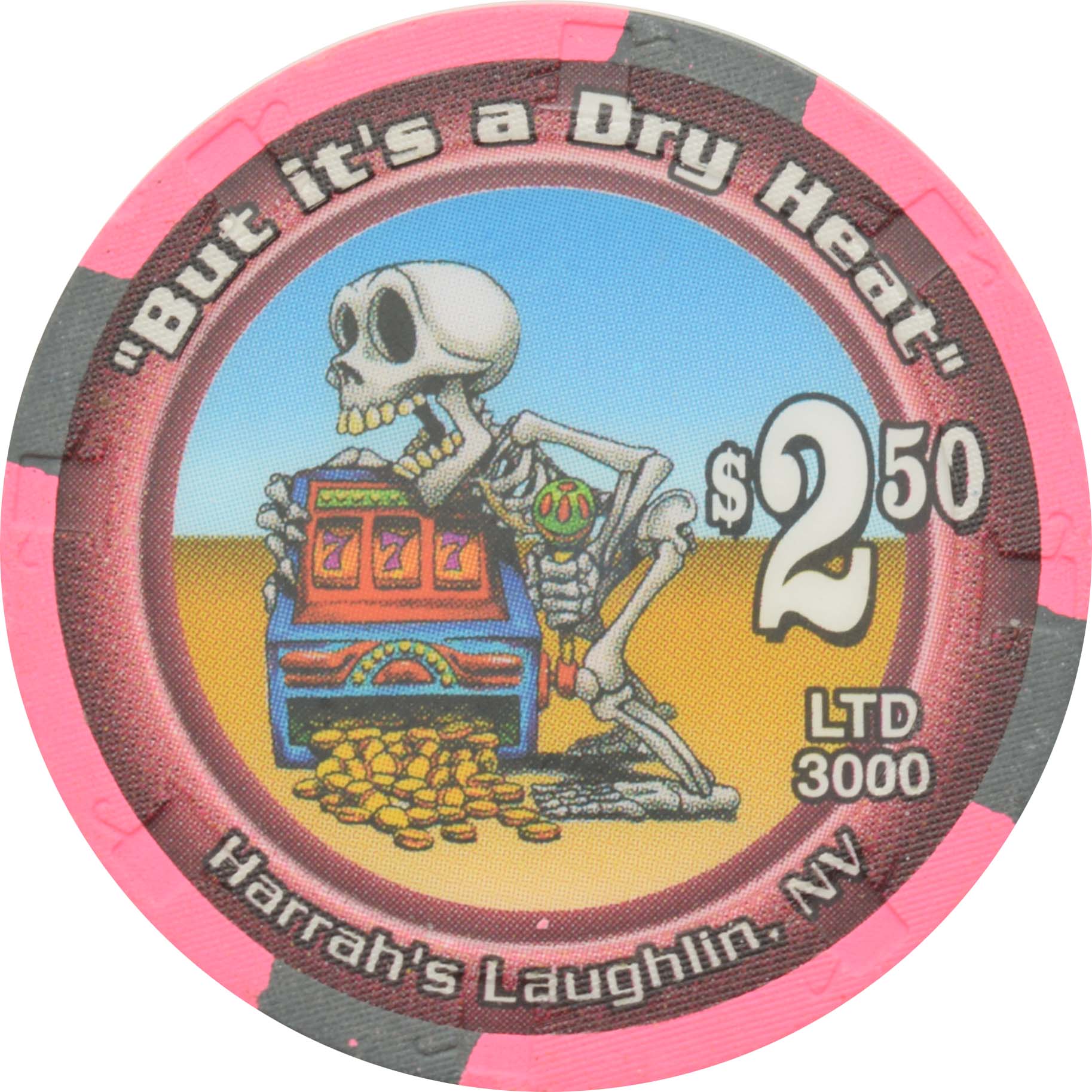 Harrah's Casino Laughlin Nevada $2.50 But It's A Dry Heat Chip 1998