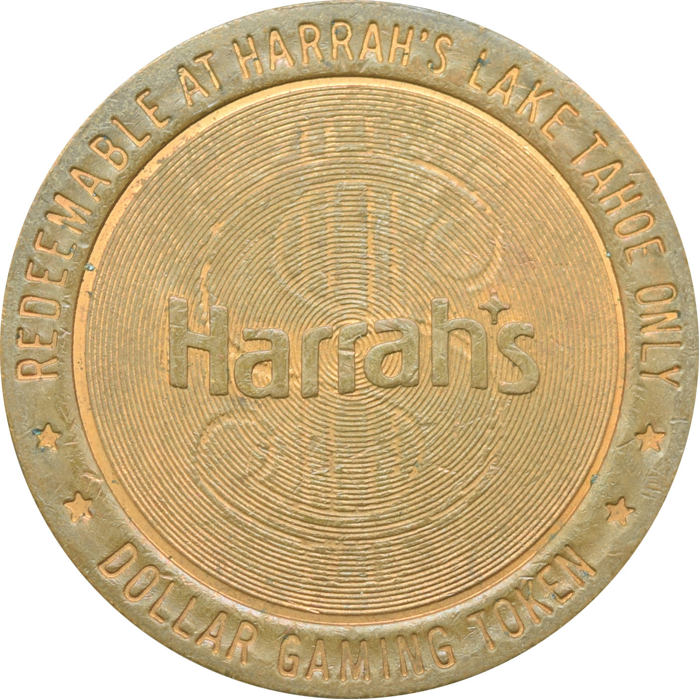 Harrah's Casino Lake Tahoe NV $1 Token 1988 (Brass Color)