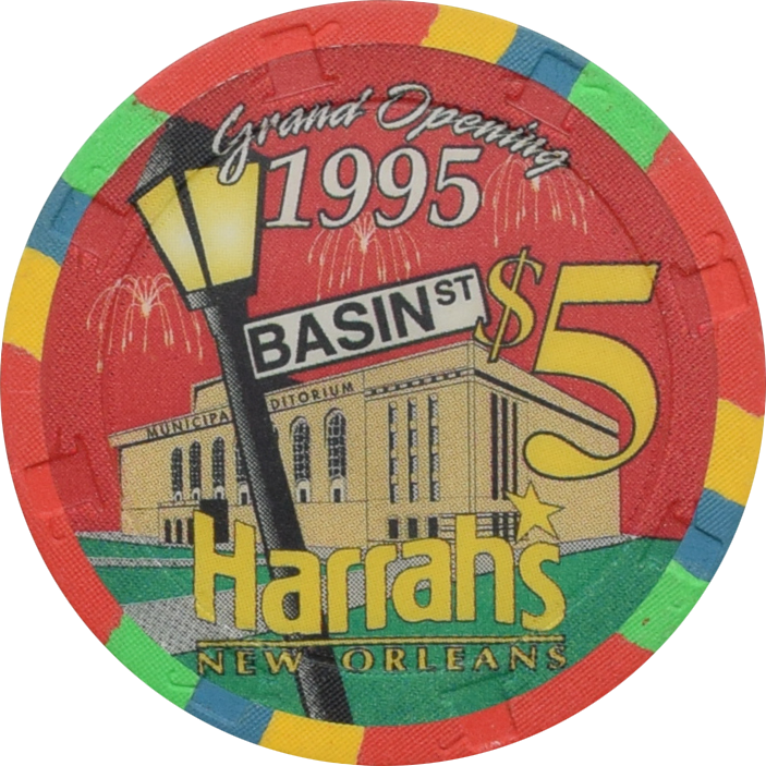 Harrah's Casino New Orleans Louisiana $5 Grand Opening Chip 1995