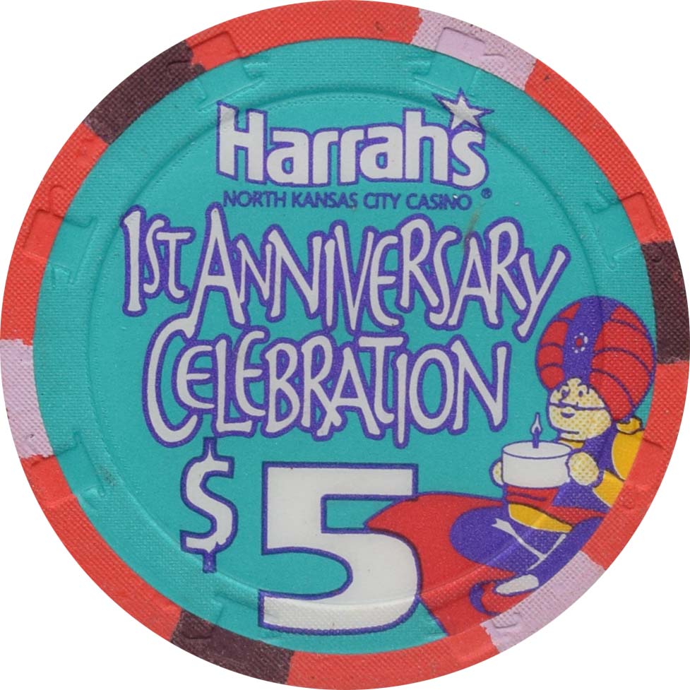 Harrah's Casino North Kansas City Missouri $5 1st Anniversary Chip