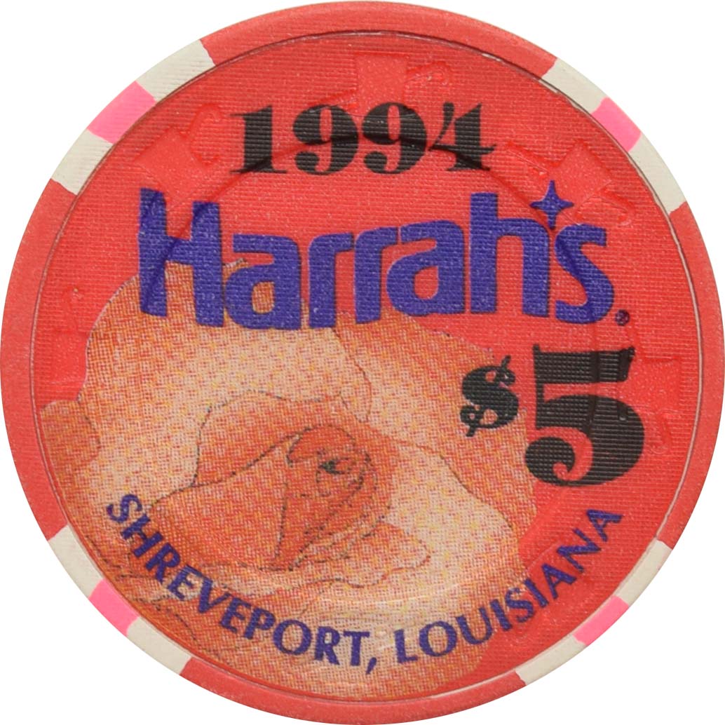 Harrah's Casino Shreveport Louisiana $5 1994 Chip
