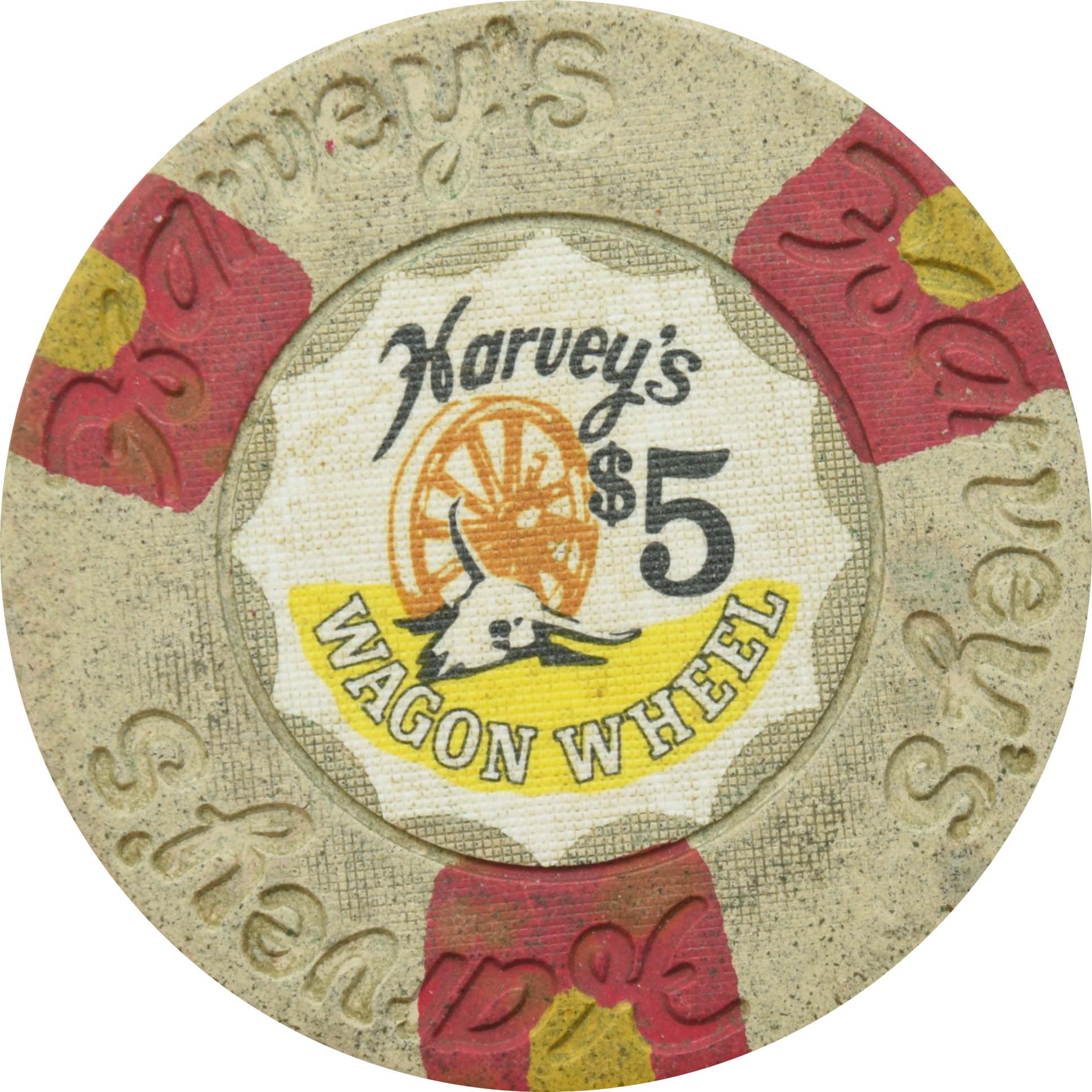 Harvey's Casino Lake Tahoe Nevada $5 House Mold Chip 1973