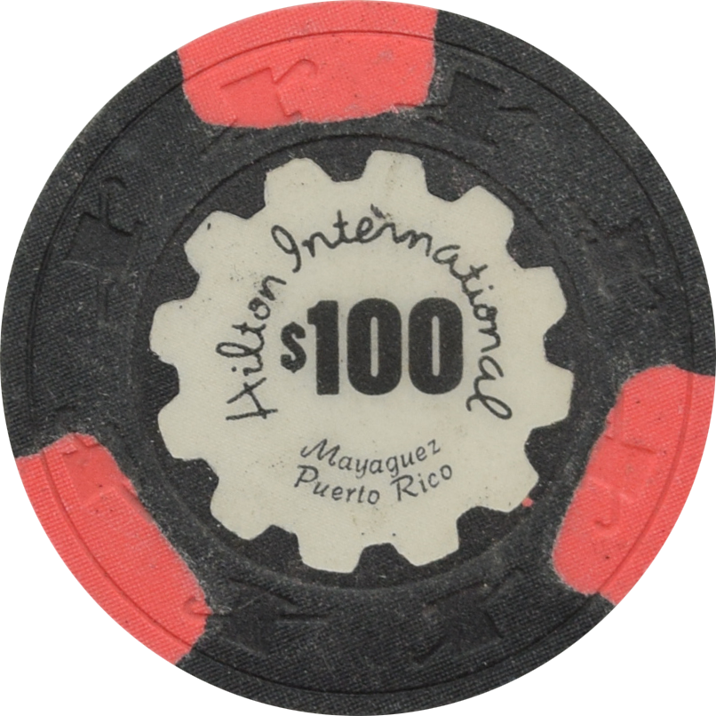 Hilton International Casino Mayaguez Puerto Rico $100 (3 Red) Chip