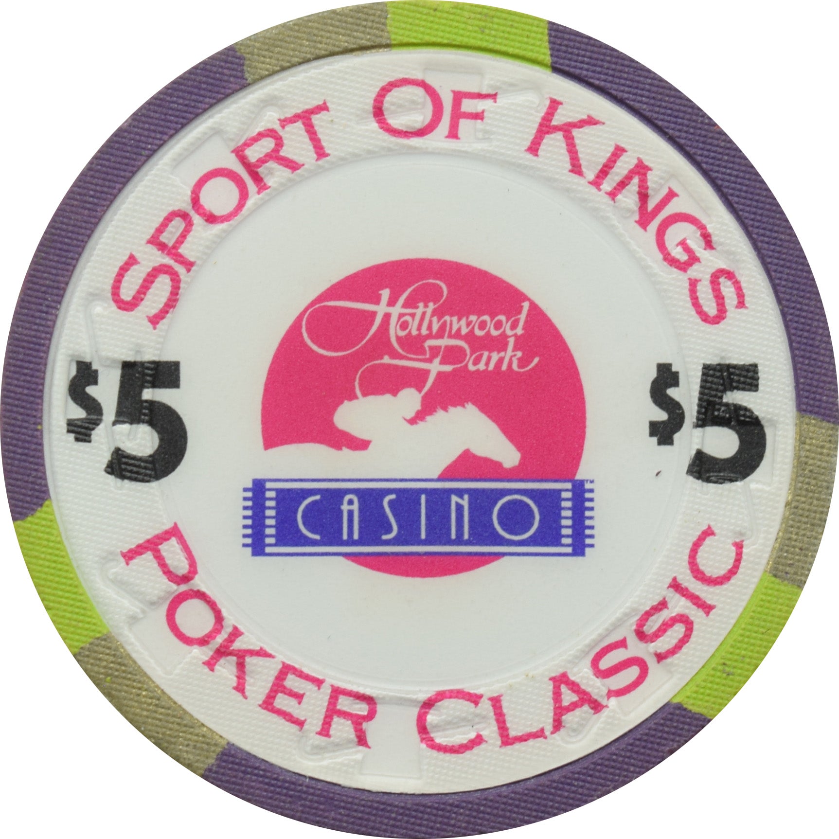 Hollywood Park Casino Inglewood California $5 Sport of Kings Chip