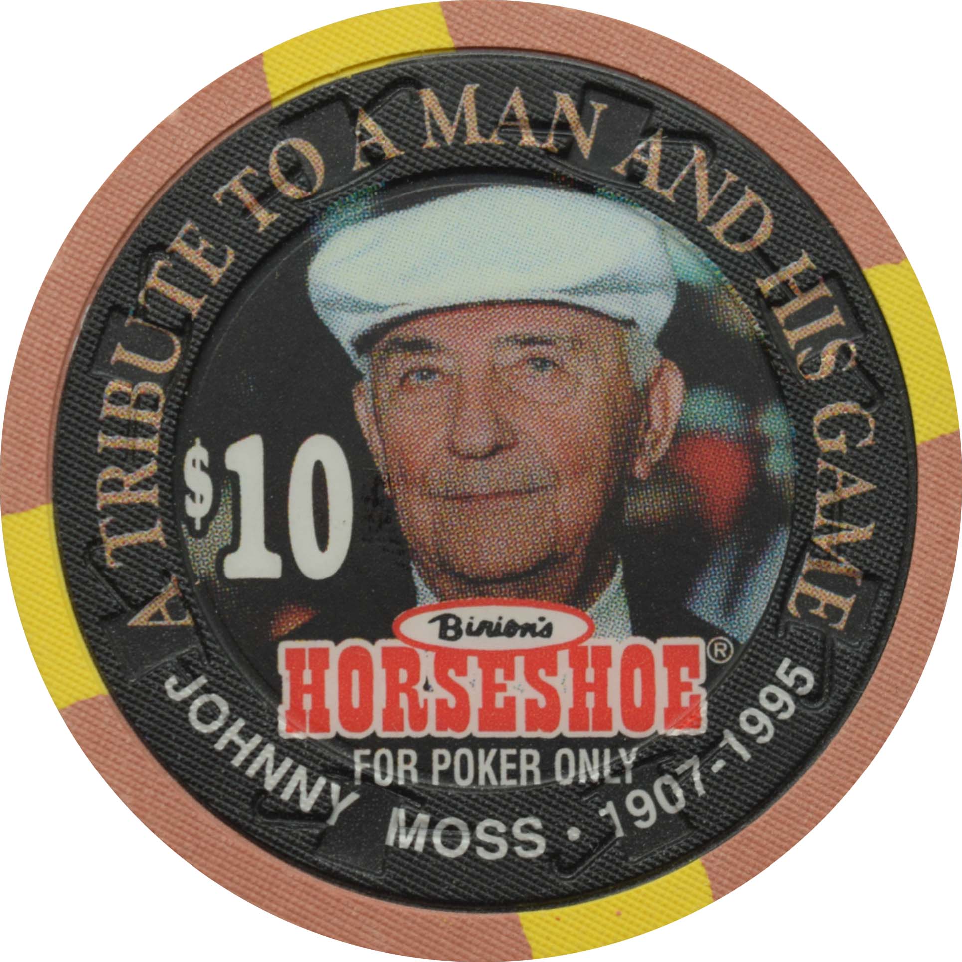 Horseshoe Club Casino Las Vegas Nevada $10 Johnny Moss Chip 1996 #3