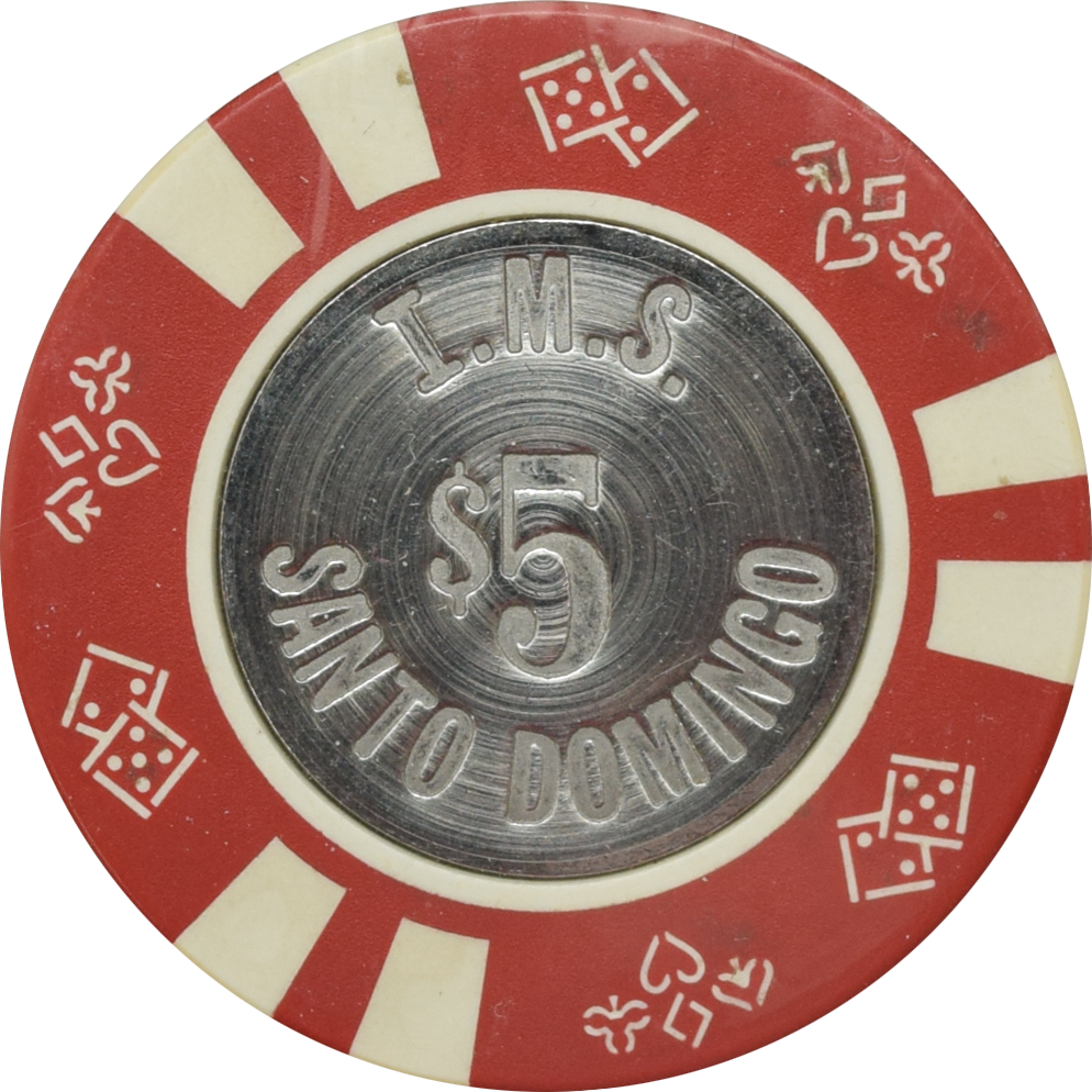 I.M.S. (Dominican Concorde) Santo Domingo Dominican Republic $5 Coin Inlay Chip