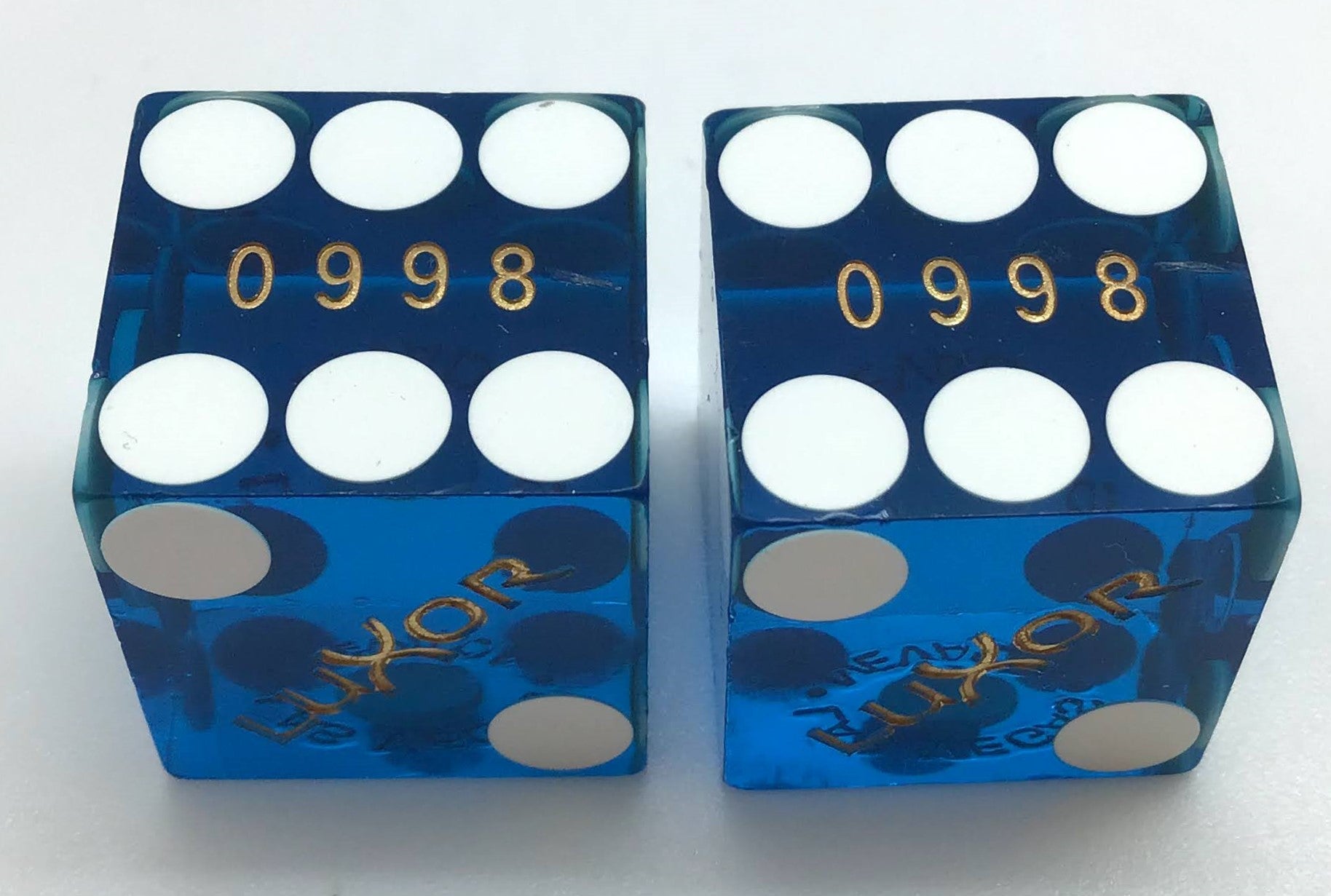 Luxor Las Vegas Nevada Blue Dice Pair Matching Numbers