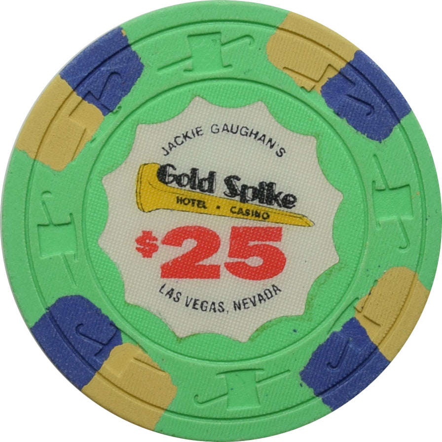 Gold Spike Jackie Gaughan's Casino Las Vegas Nevada $25 Chip 1997