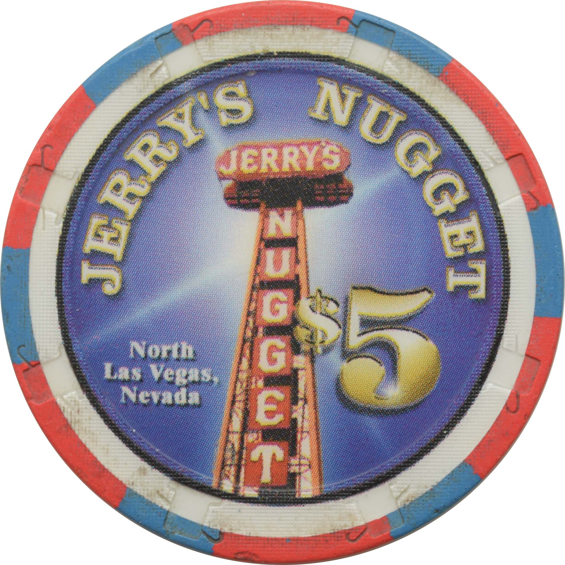 Jerry's Nugget Casino Las Vegas Nevada $5 Chip 2004
