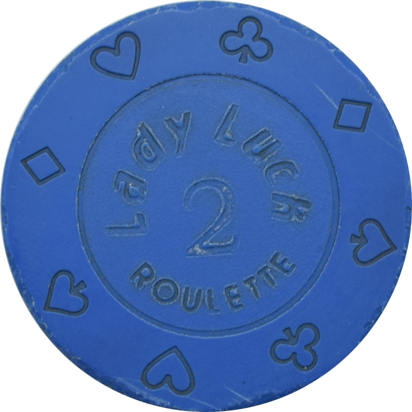 Lady Luck Casino Las Vegas Nevada Roulette 2 Blue Chip 1980s