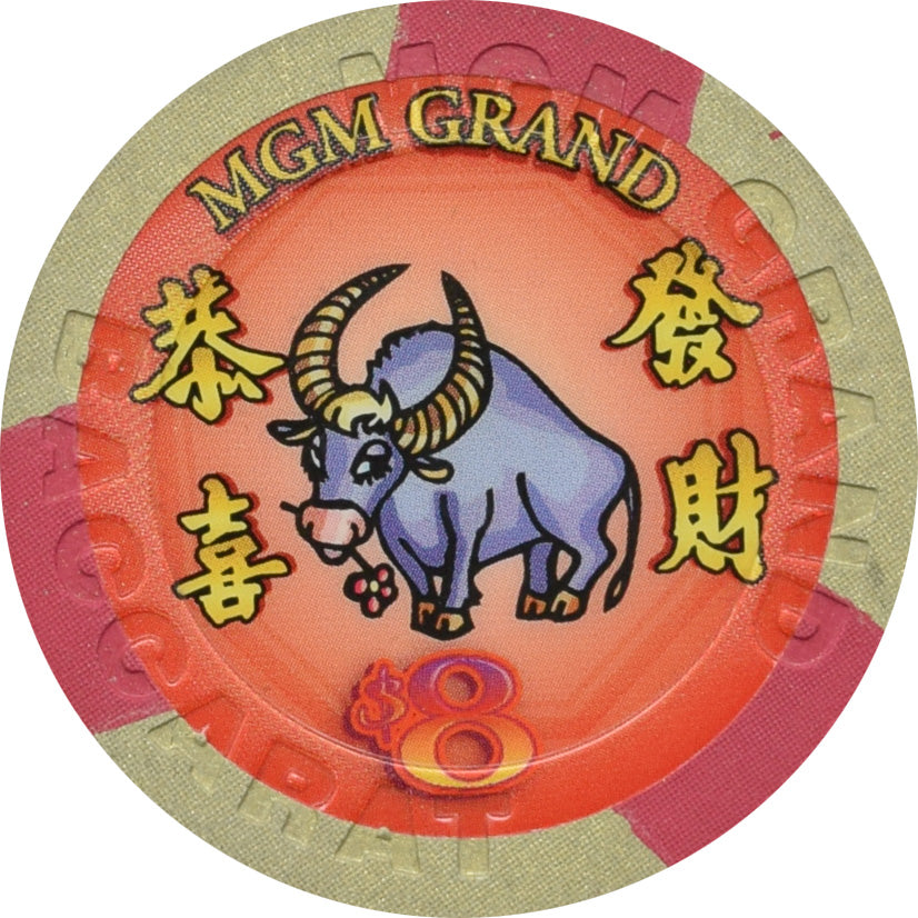 MGM Grand Casino Las Vegas Nevada $8 Year of the Ox Baccarat Chip 2009