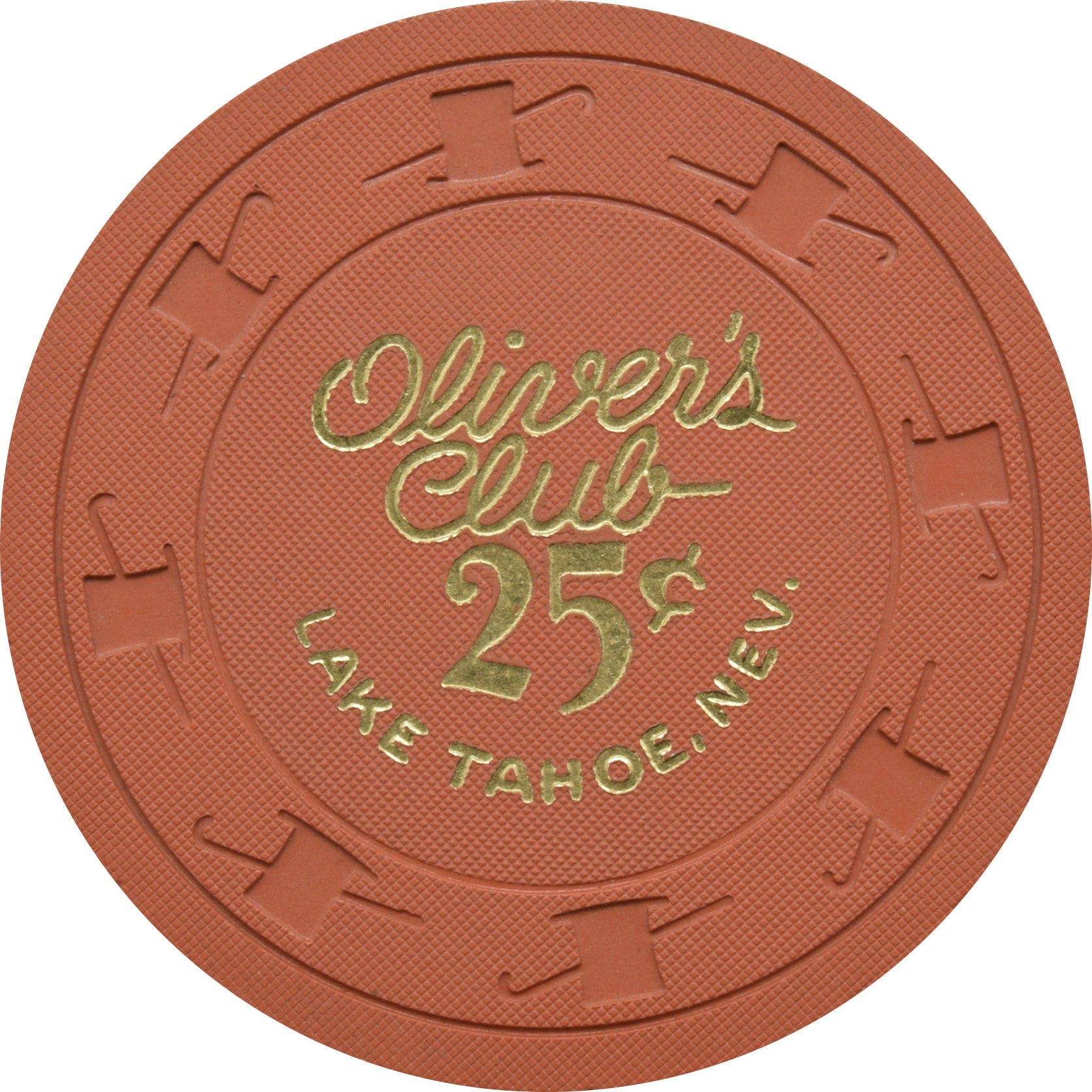 Oliver's Club Casino Lake Tahoe Nevada 25 Cent Chip 1958