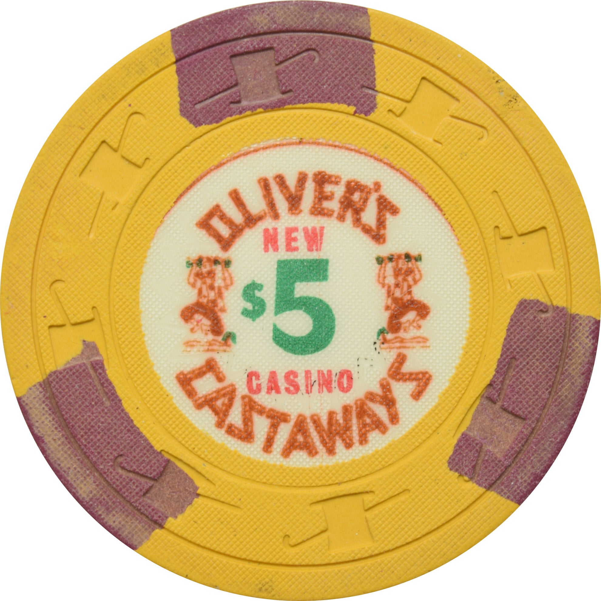 Oliver's New Castaways Casino Las Vegas Nevada $5 Chip 1963
