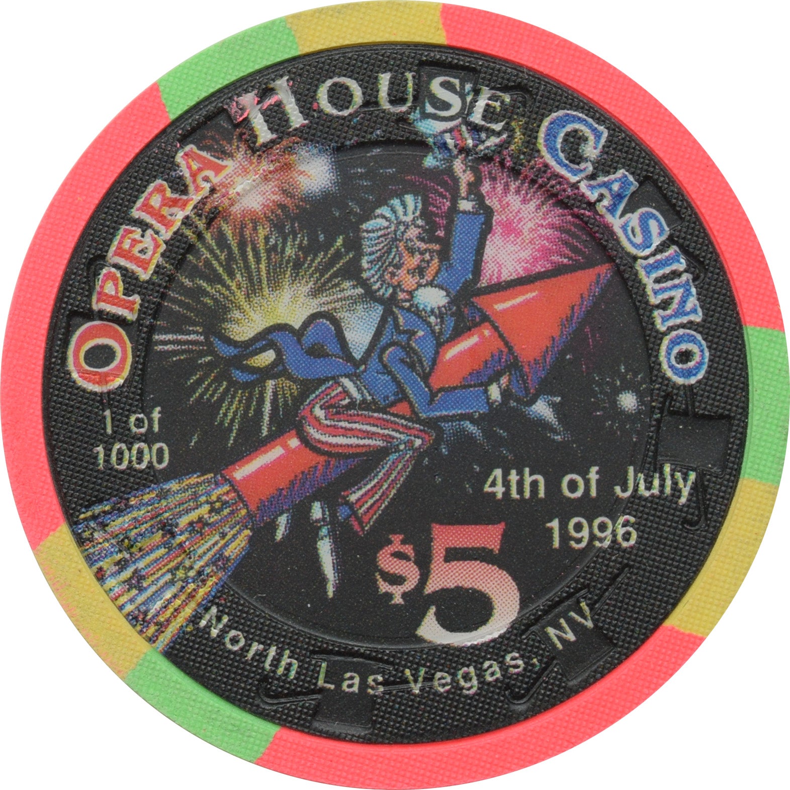 Opera House Casino N. Las Vegas Nevada $5 Chip 4th of July 1996