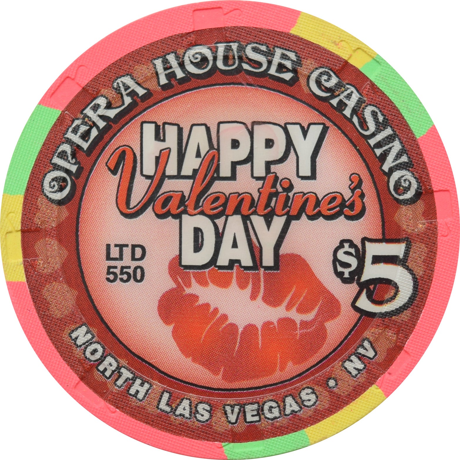 Opera House Casino N. Las Vegas Nevada $5 Valentine's Day Chip 2002