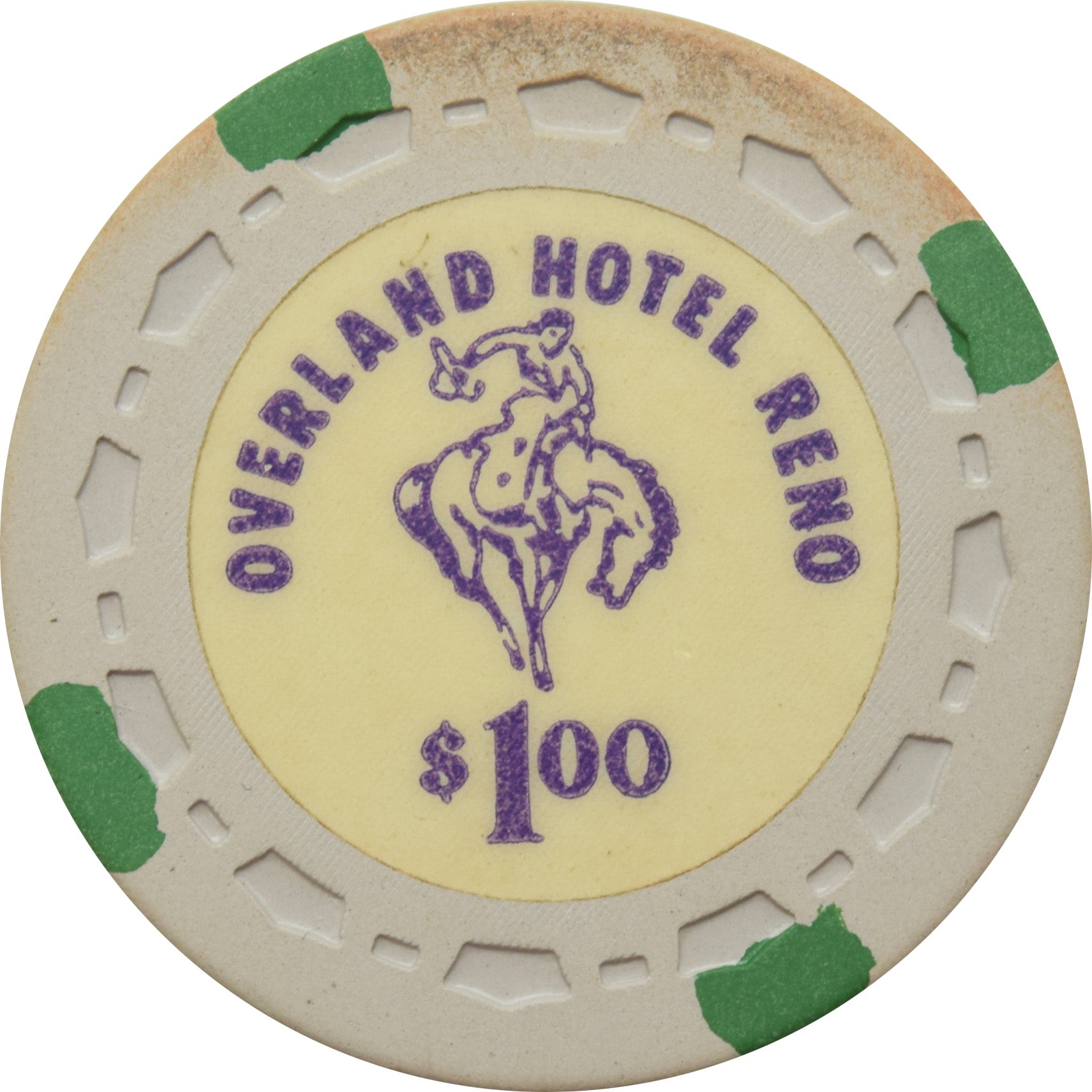 Overland Hotel Casino Reno Nevada $1 Chip 1970