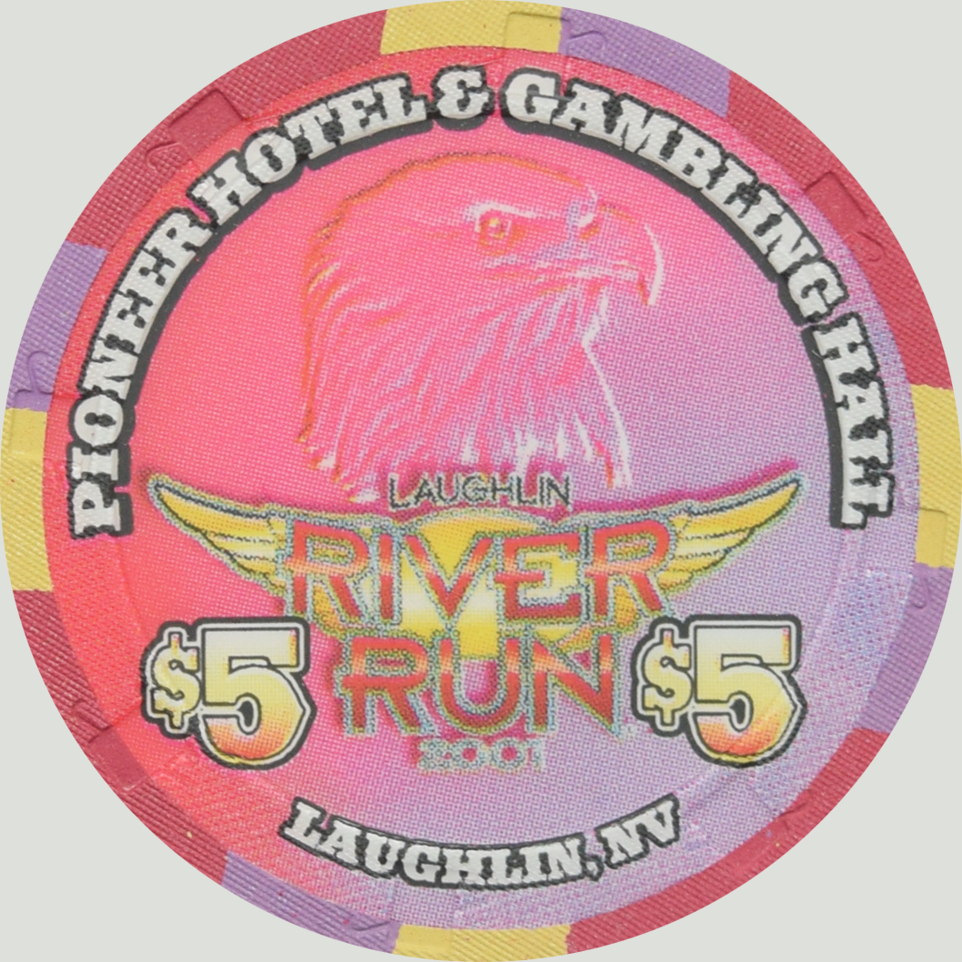 Pioneer Gambling Hall Casino Laughlin Nevada $5 River Run Chip 2001 #2