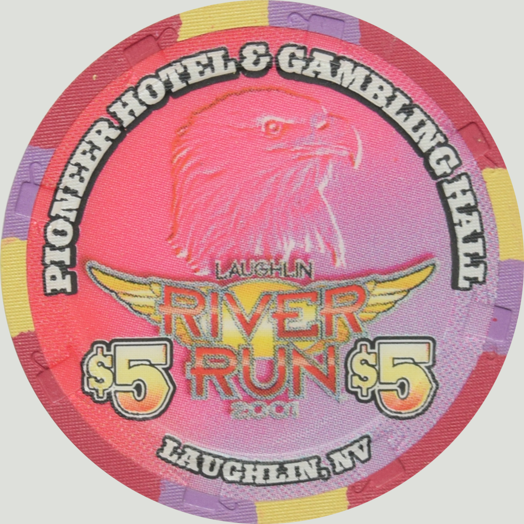 Pioneer Gambling Hall Casino Laughlin Nevada $5 River Run Chip 2001 #4