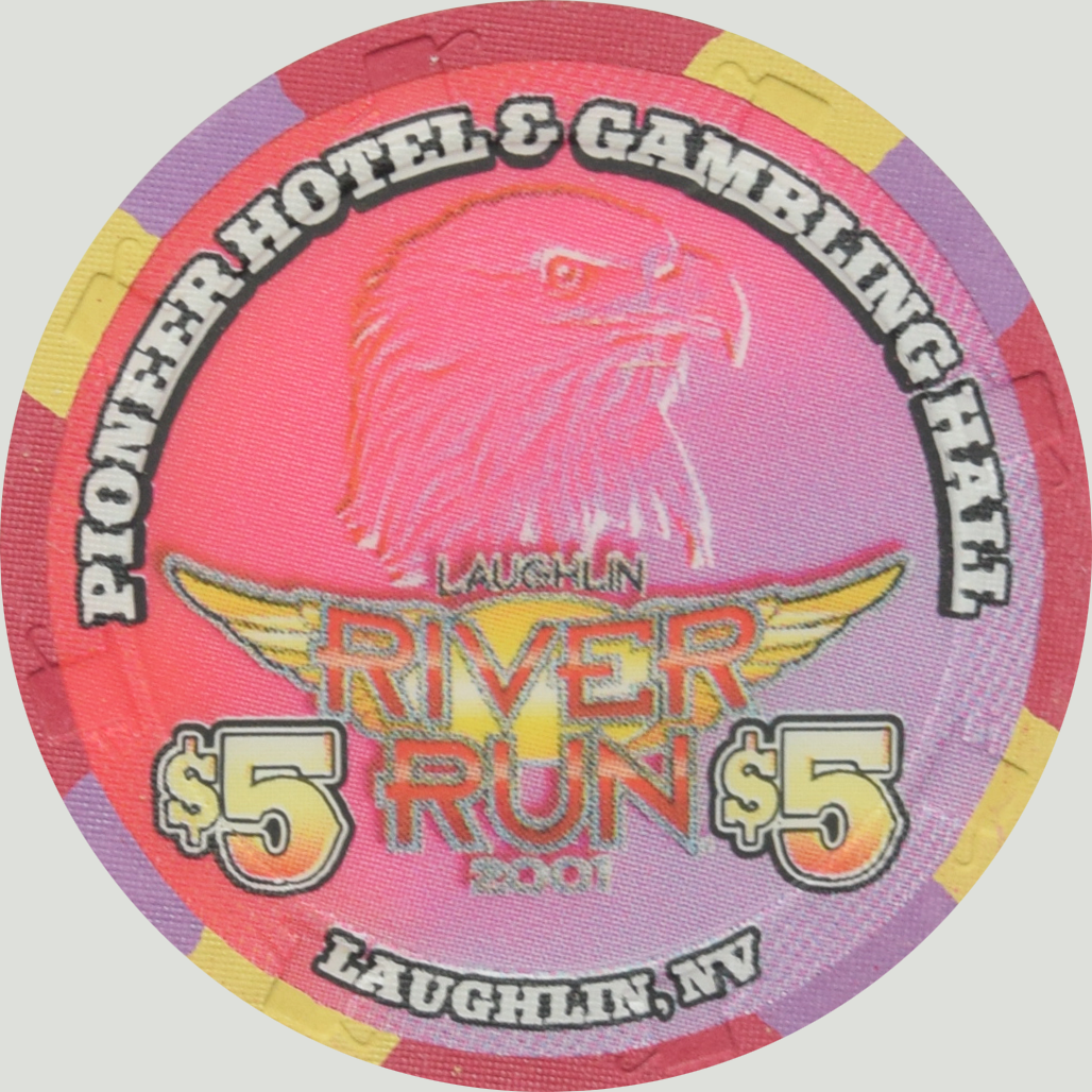 Pioneer Gambling Hall Casino Laughlin Nevada $5 River Run Chip 2001 #1
