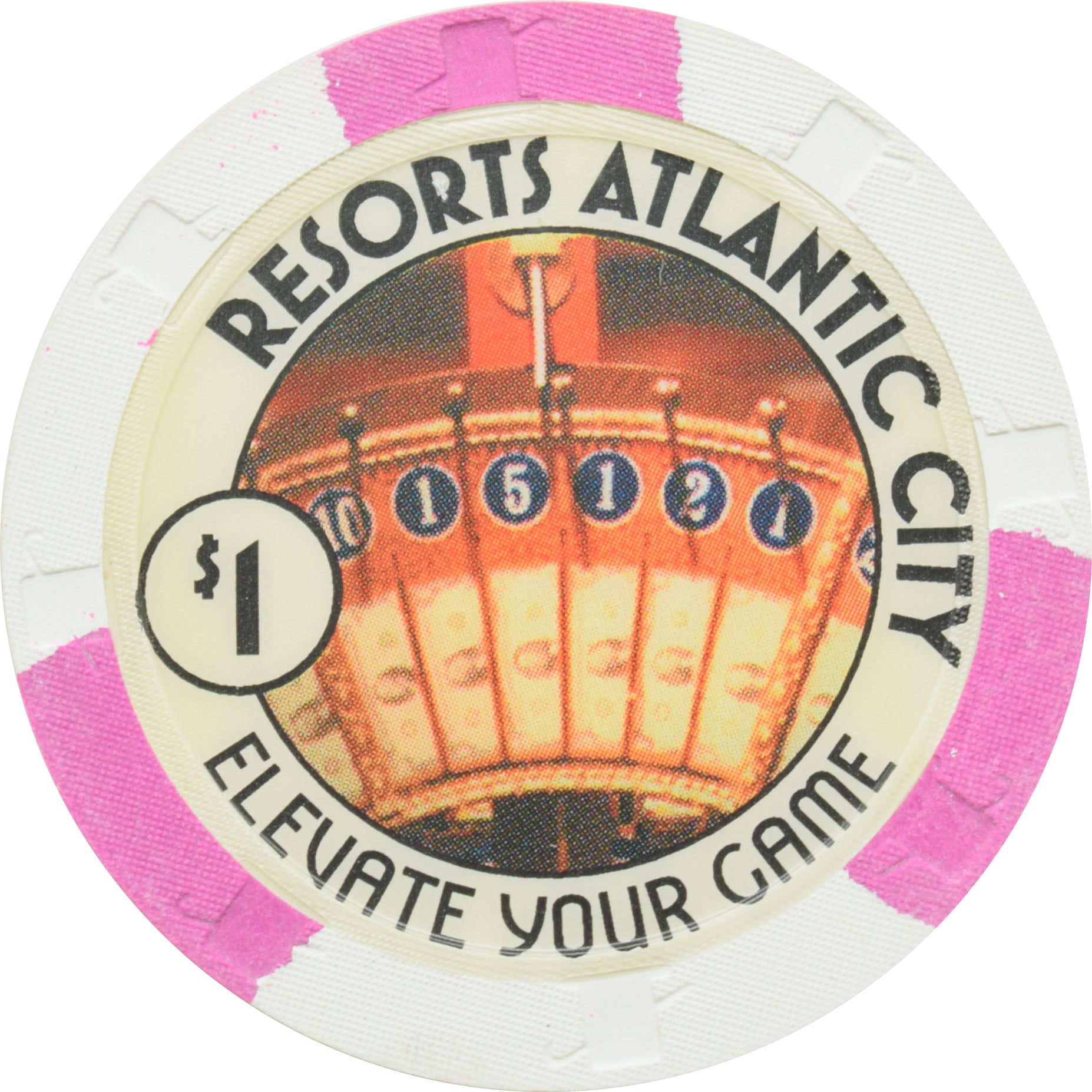 Resorts International Casino Atlantic City New Jersey $1 Prize Wheel Inlay Chip