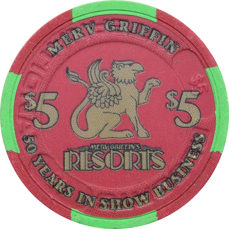Resorts International Casino Atlantic City New Jersey $5 Chip Merv Griffin Limited Edition