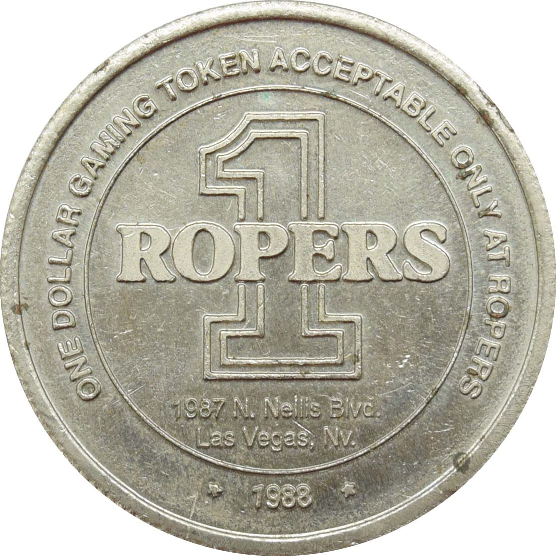 Roper's Sports Lounge Casino Las Vegas Nevada $1 Token 1988