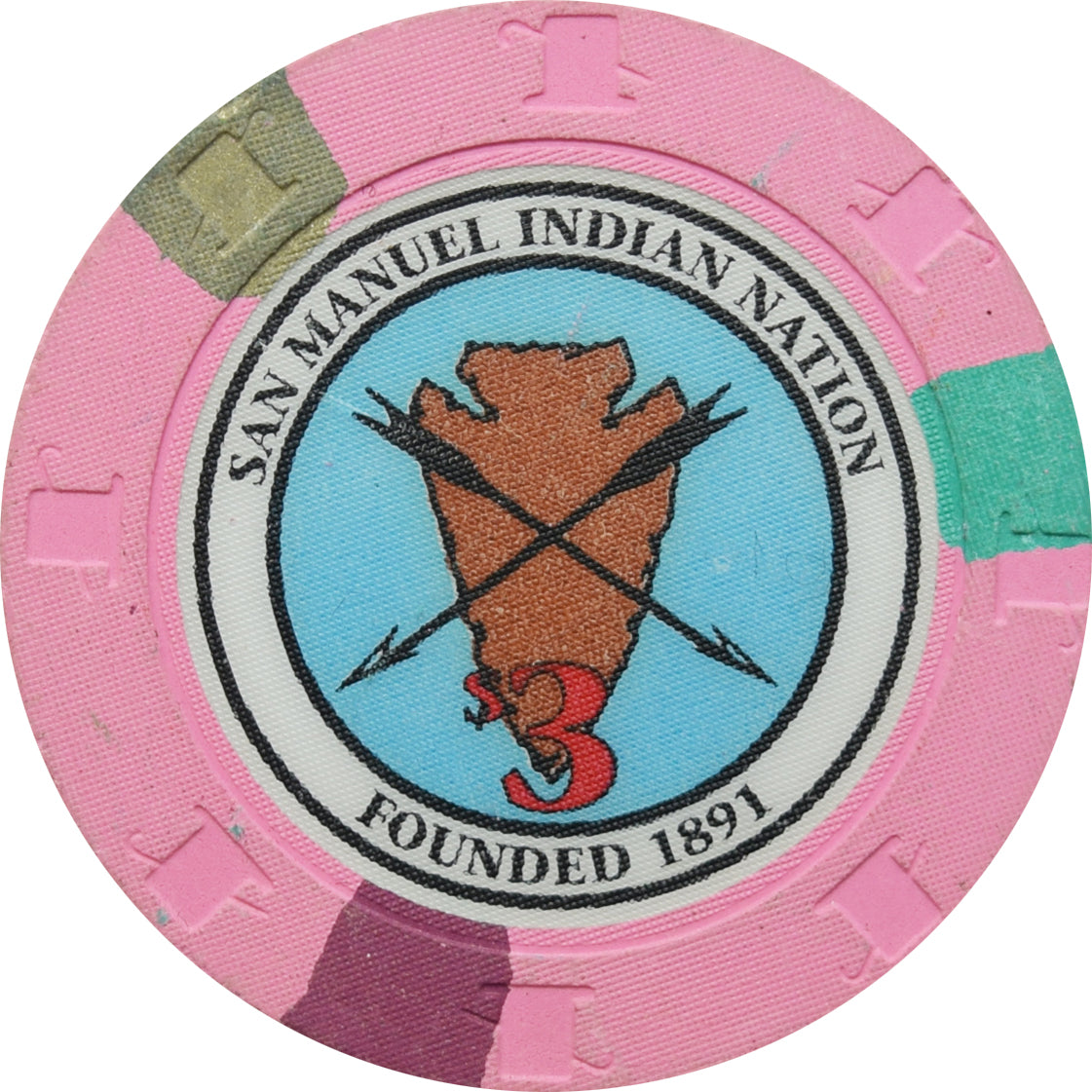 San Manuel Casino Highland California $3 Chip