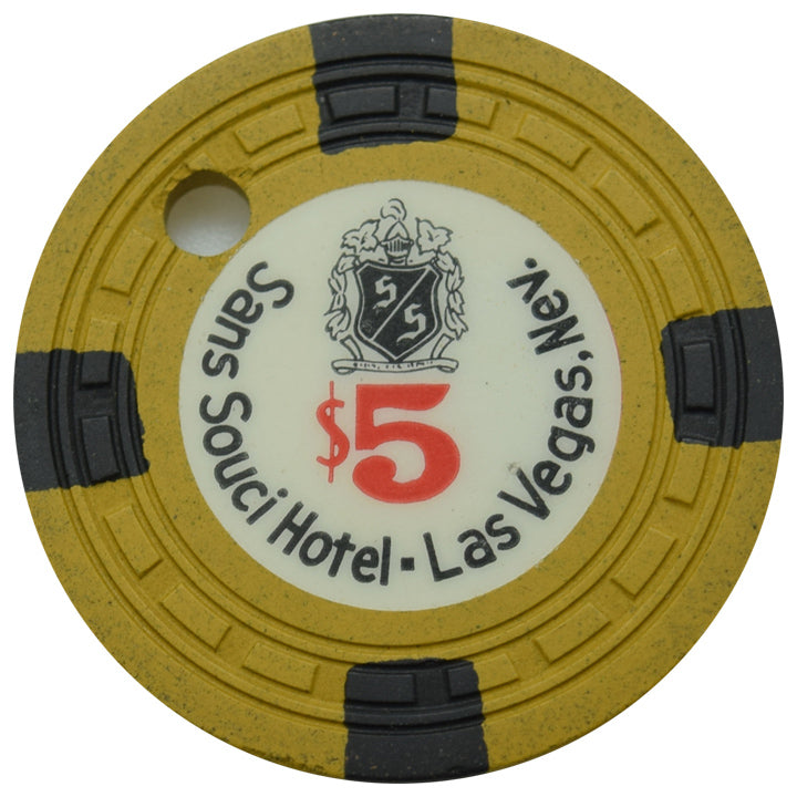 Sans Souci Casino Las Vegas Nevada $5 Cancelled Chip 1957