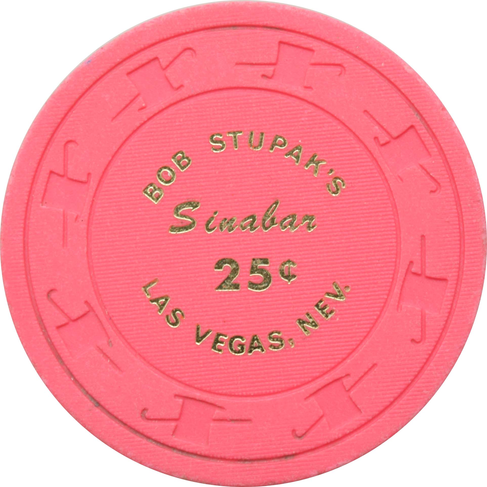 Bob Stupak's Sinabar Casino Las Vegas Nevada 25 Cent Chip 1974