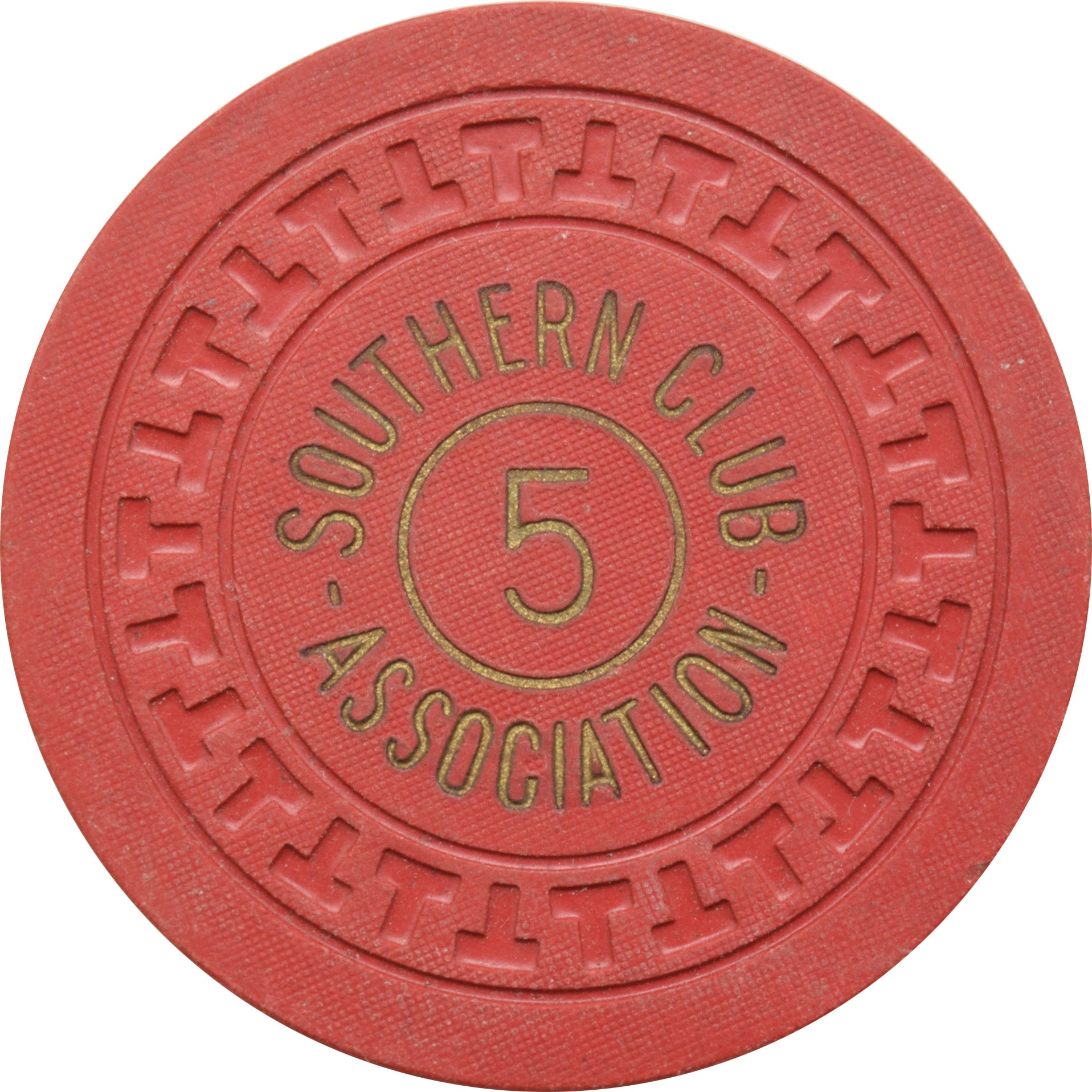 Southern Club SCA Illegal Casino Hot Springs Arkansas $5 Chip T Mold