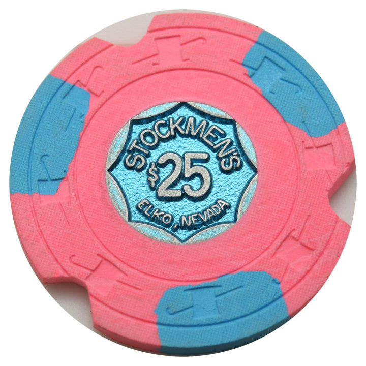 Stockmen's Casino Elko Nevada $25 Notched Chip 1977